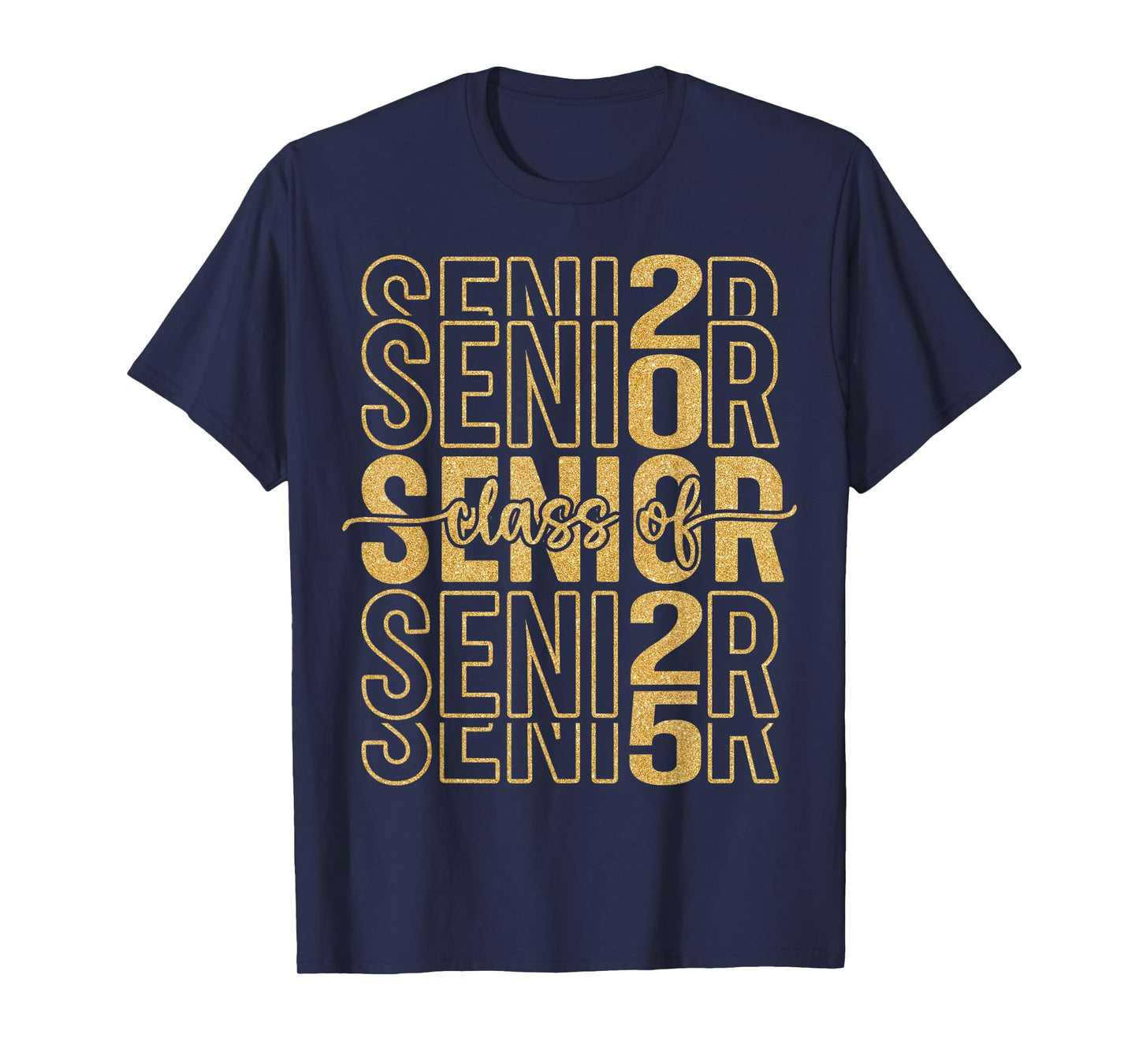 Senior 2025 Class of 2025 Graduate Gold Black Senior Mom T-Shirt