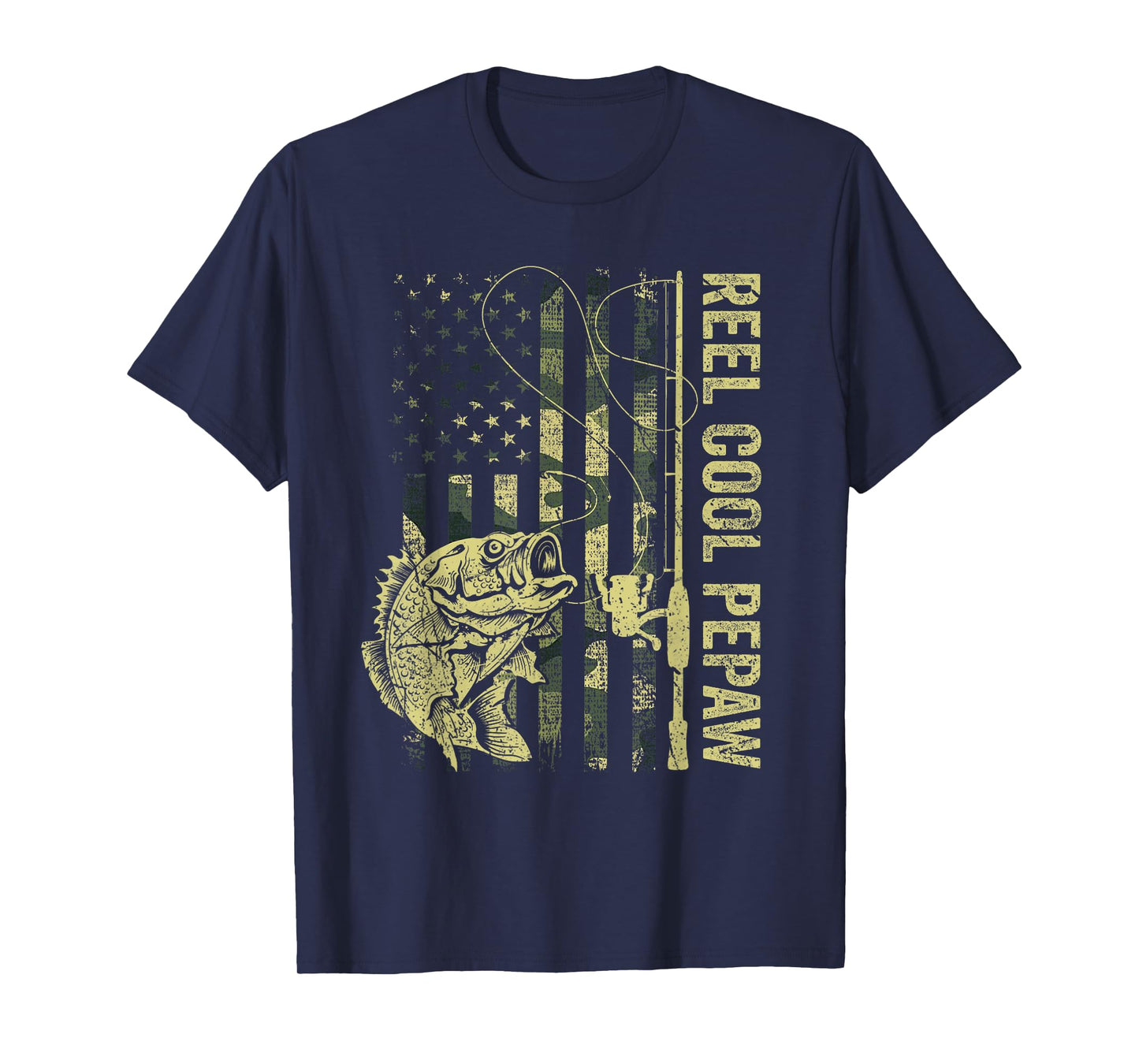 Reel Cool Pepaw Camouflage American Flag Fathers Day Men T-Shirt