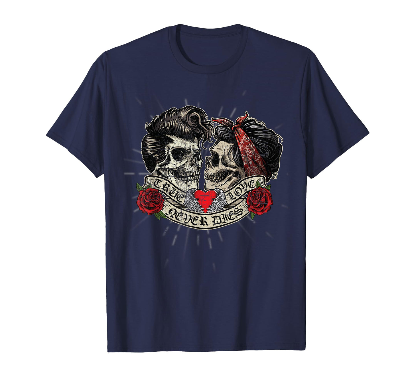 Vintage Retro True Love Never Dies Tattoo Rockabilly T-Shirt