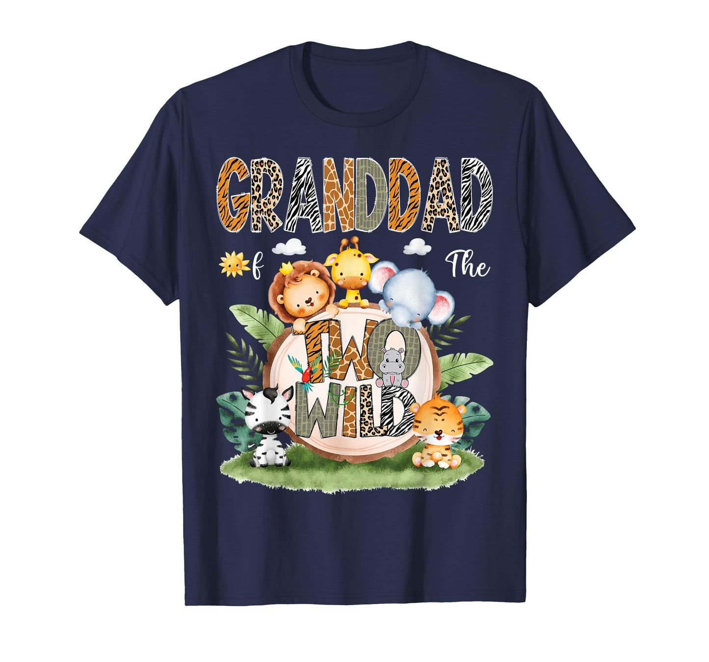 Granddad Of The Two Wild 2Nd Birthday Safari Animal Lover T-Shirt