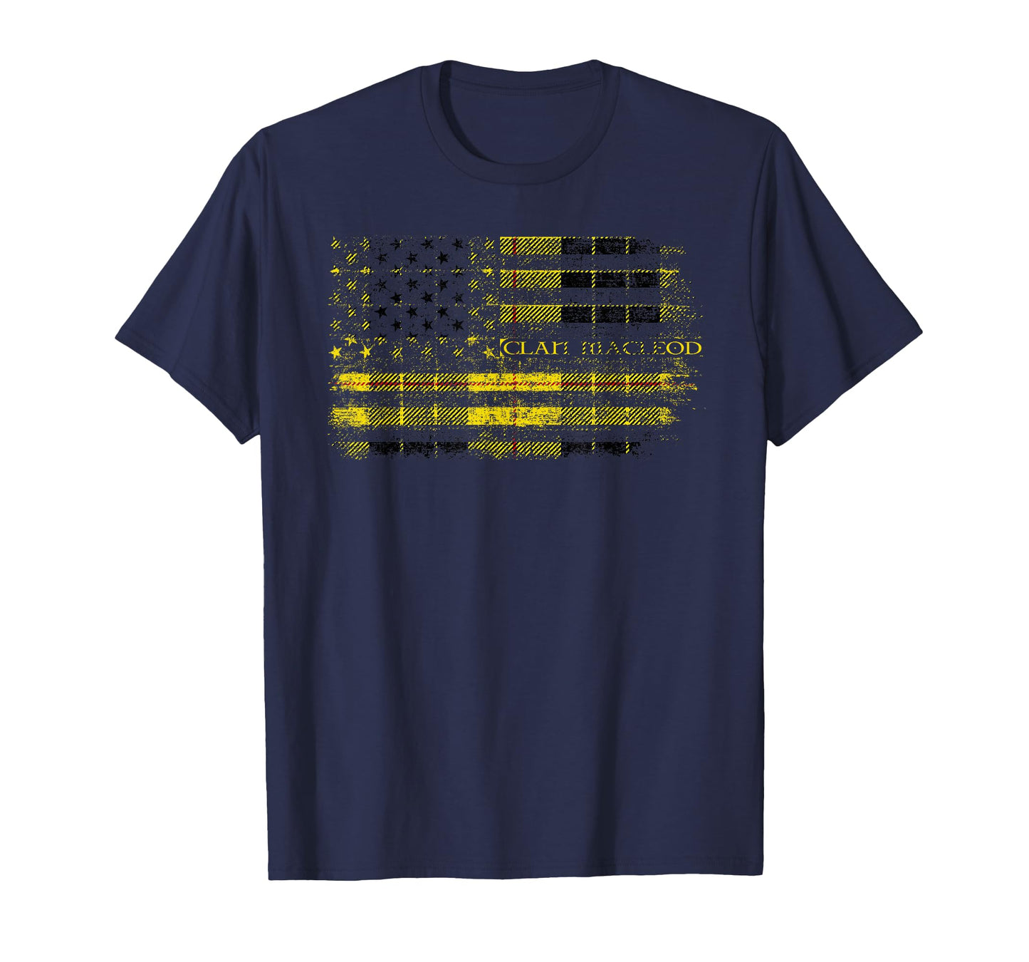 Clan MacLeod of Lewis Scottish tartan US flag kilt Scotland T-Shirt