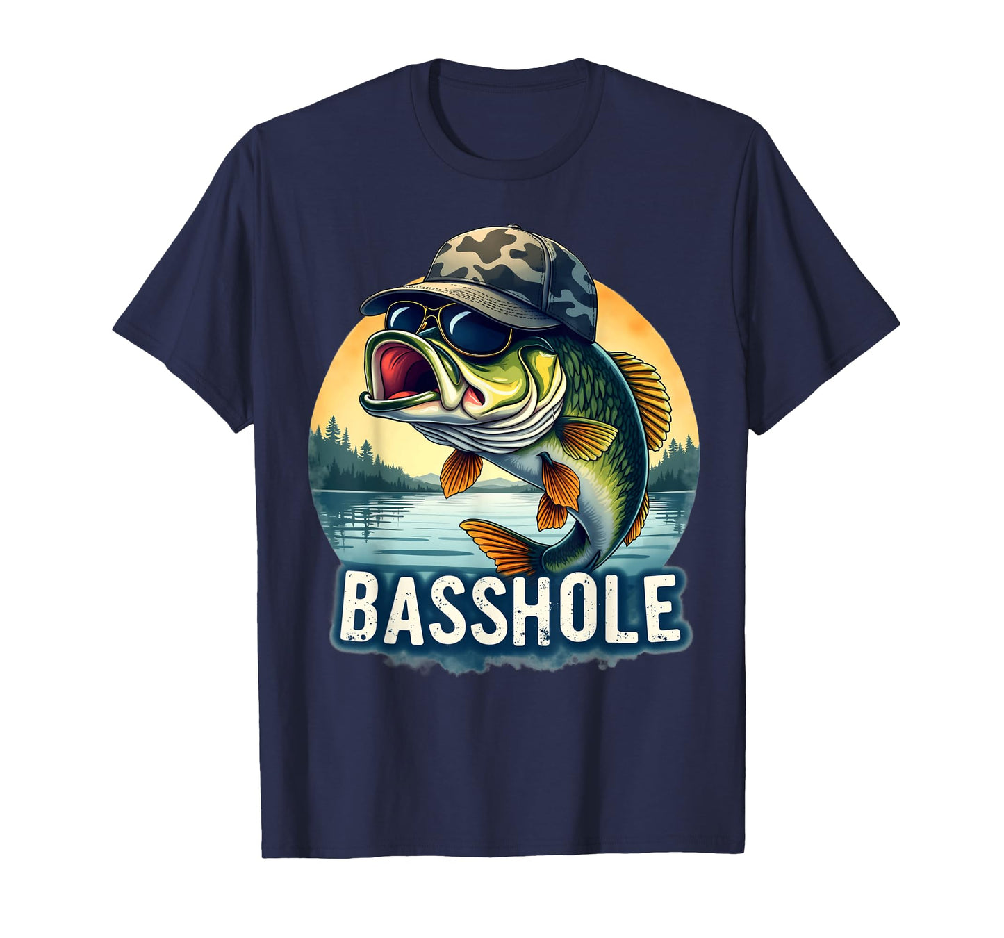 Basshole Funny Bass Fishing Dad T-Shirt