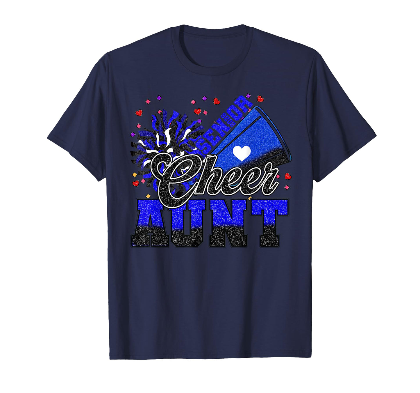 Senior Cheer Aunt 2026 Blue Vintage Auntie Cheerleader T-Shirt