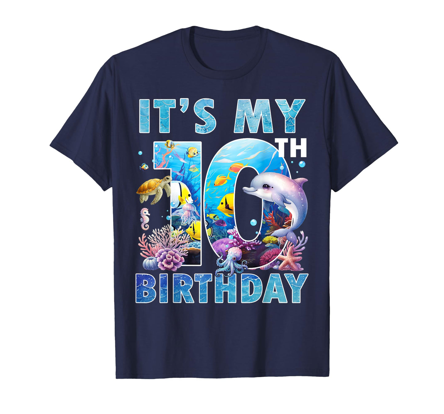 It’s My 10th Birthday Ocean 10 Years Old Sea Aquarium Bday T-Shirt