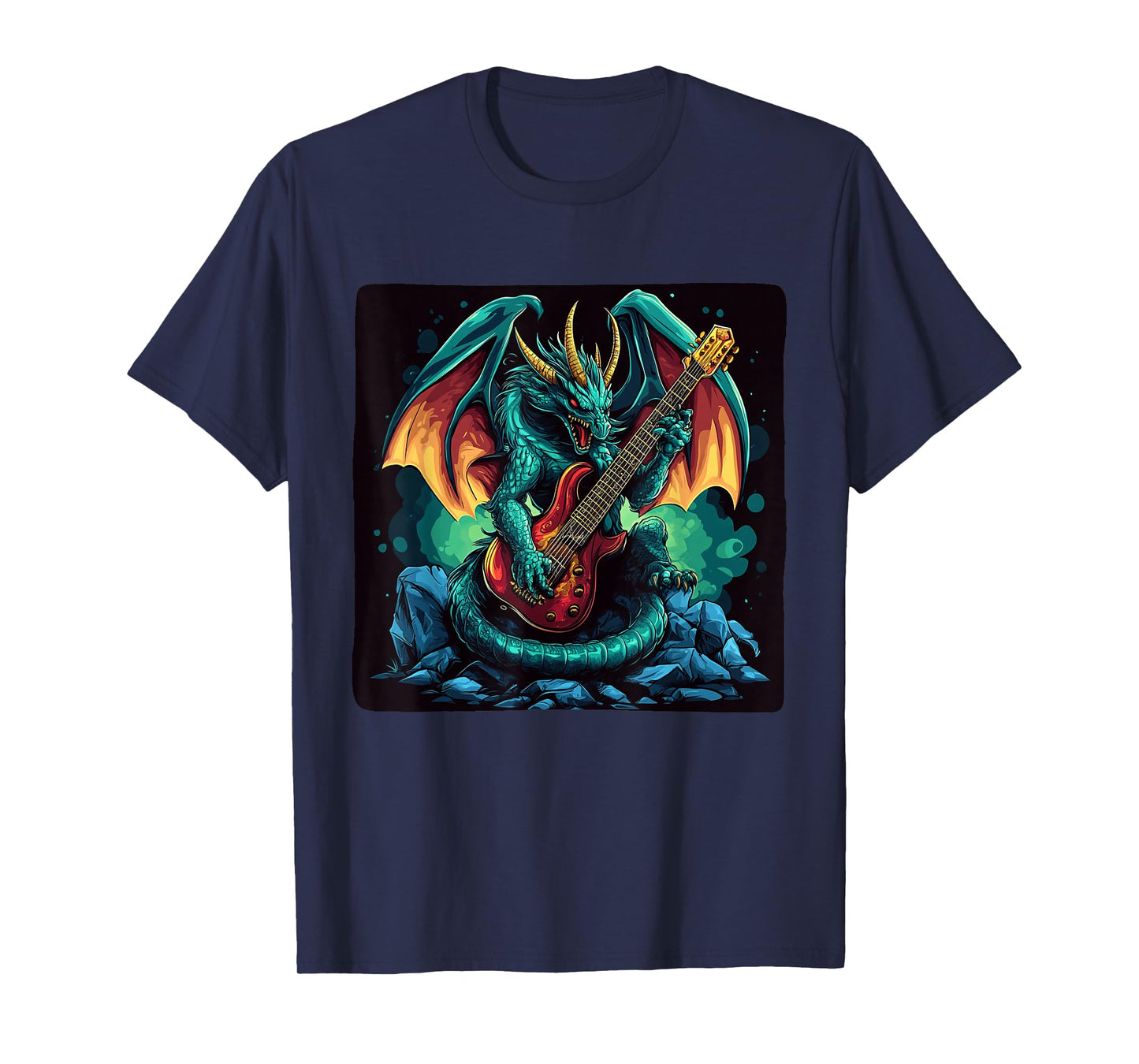 Set the Beat with this Guitar Playing Dragon T-Shirt
