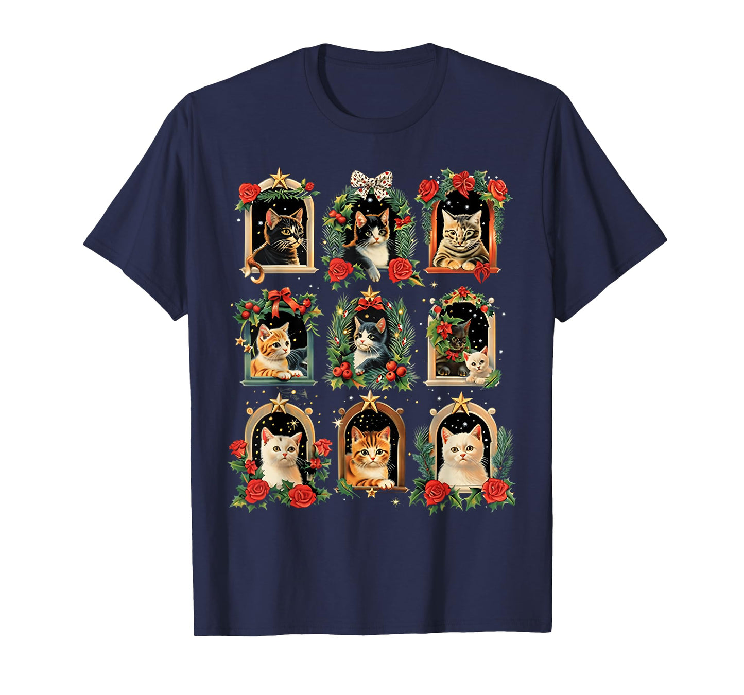 Vintage Kitten Christmas Cats, Cat Mom, Cat Dad Women Men T-Shirt