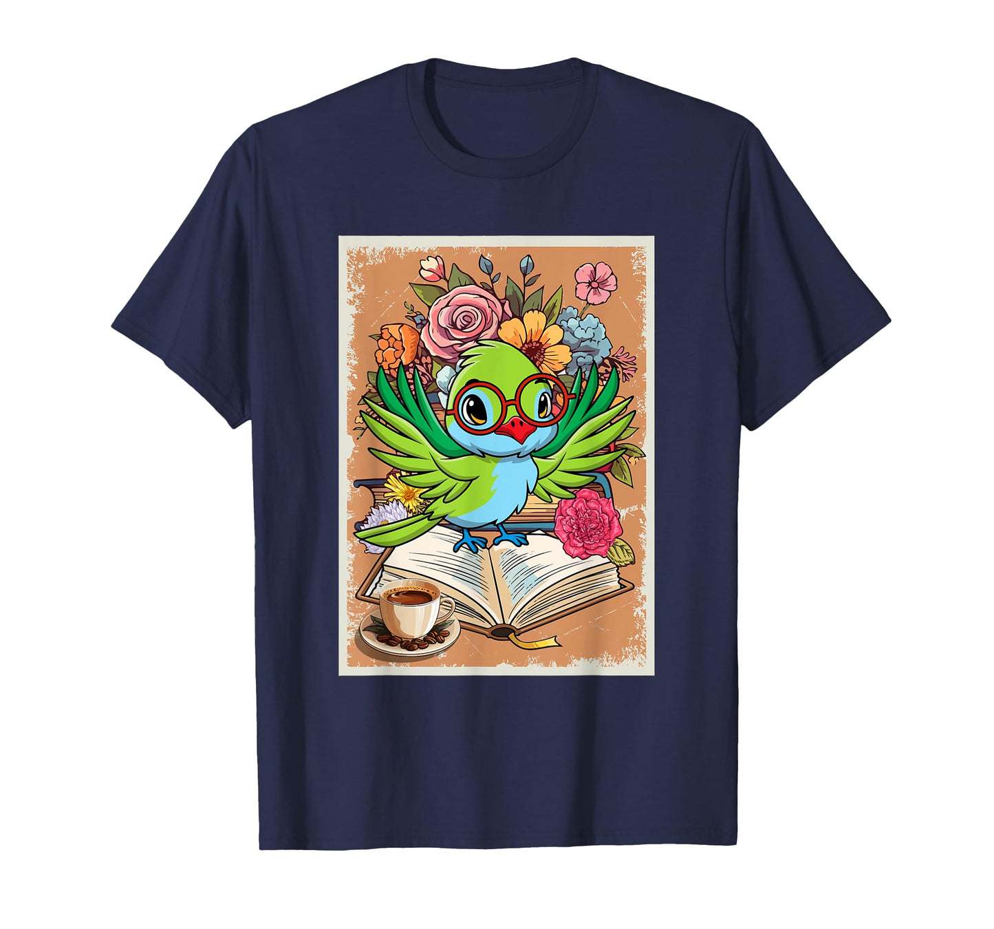 Vintage Hummingbird Reading Book Costume Flowers Bookworm T-Shirt
