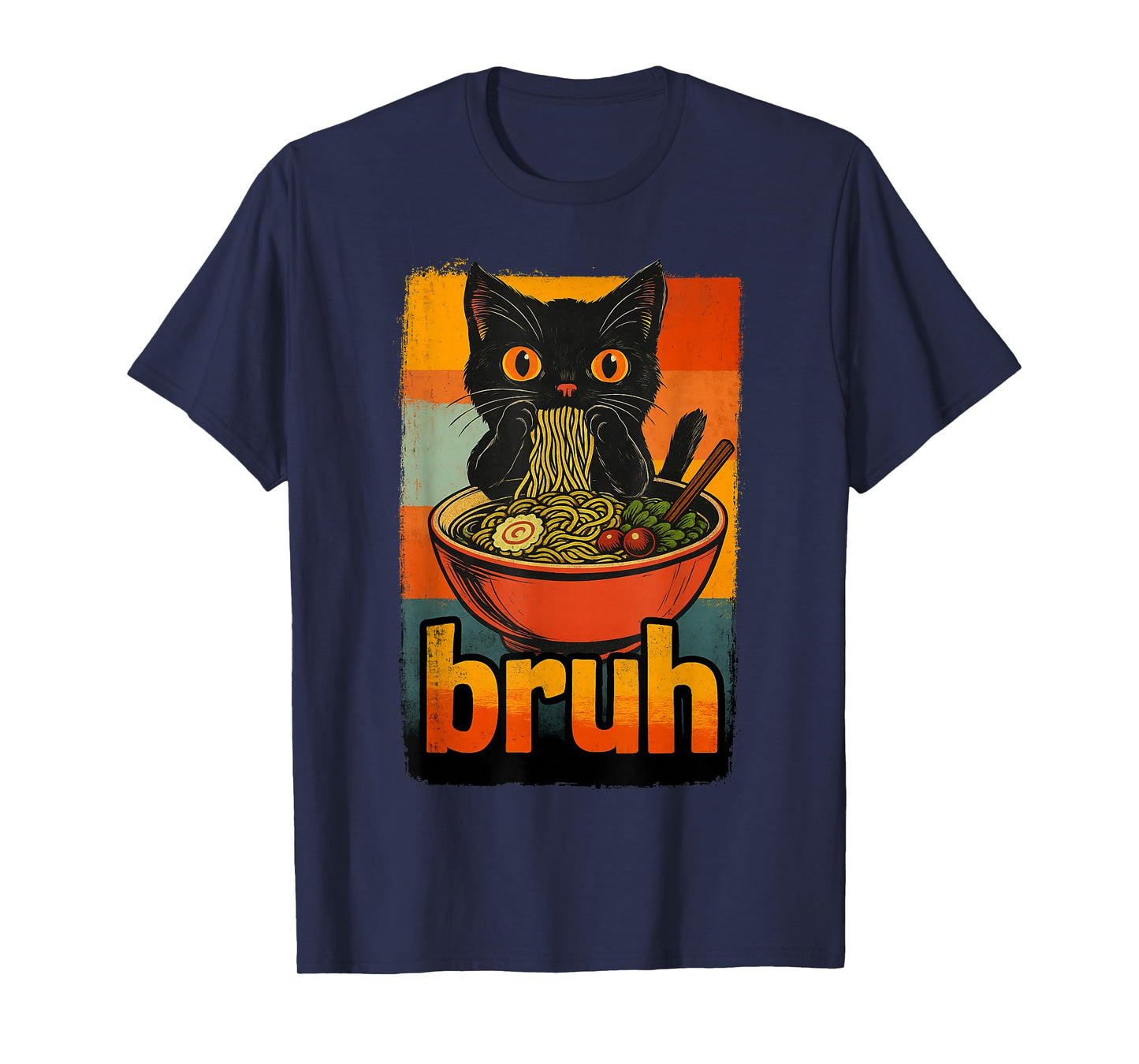 Funny Cat Eating Japanese Ramen Noodles Gifts Men Women Kid T-Shirt