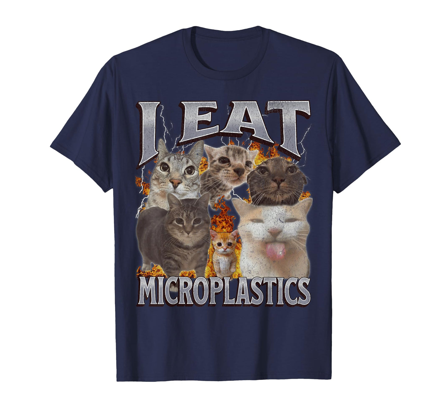 I Eat Microplastics Funny Cat Meme Bootleg Graphic T-Shirt for Men Women