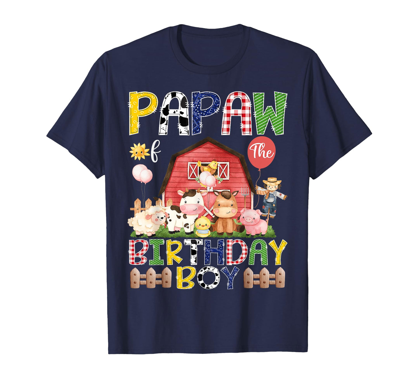Papaw Of The Birthday Boy 1St Birthday Red Cow Farm T-Shirt