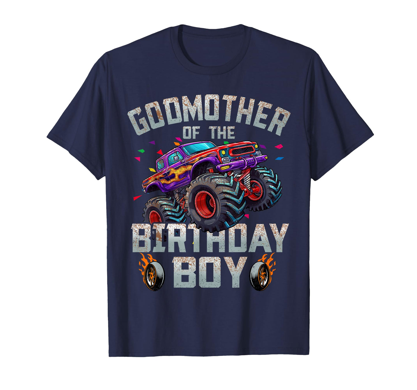 Godmother Of The Birthday Boy Monster Truck Family T-Shirt