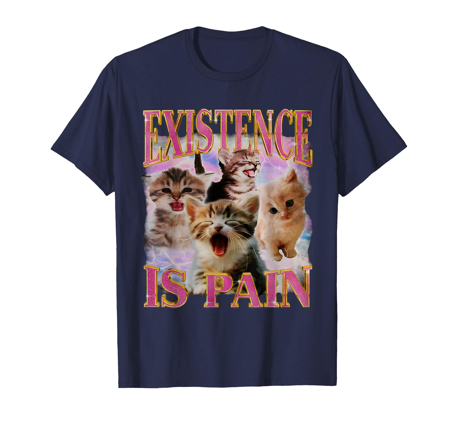 Existence Is Pain Unhinged Cat Howling Meme Cat Lovers T-Shirt