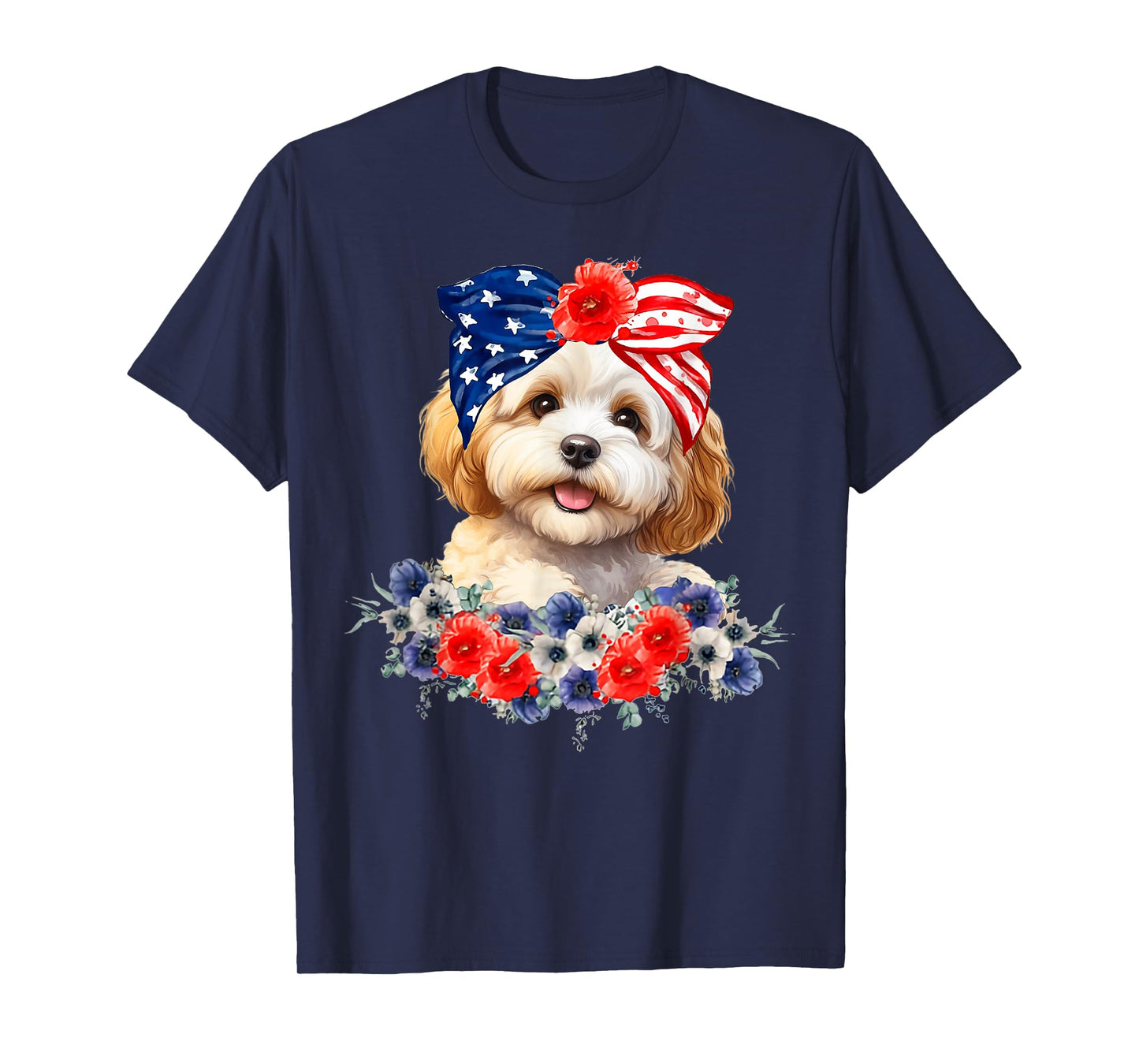 Cavapoo Dog Bandana American Flag 4th Of July T-Shirt