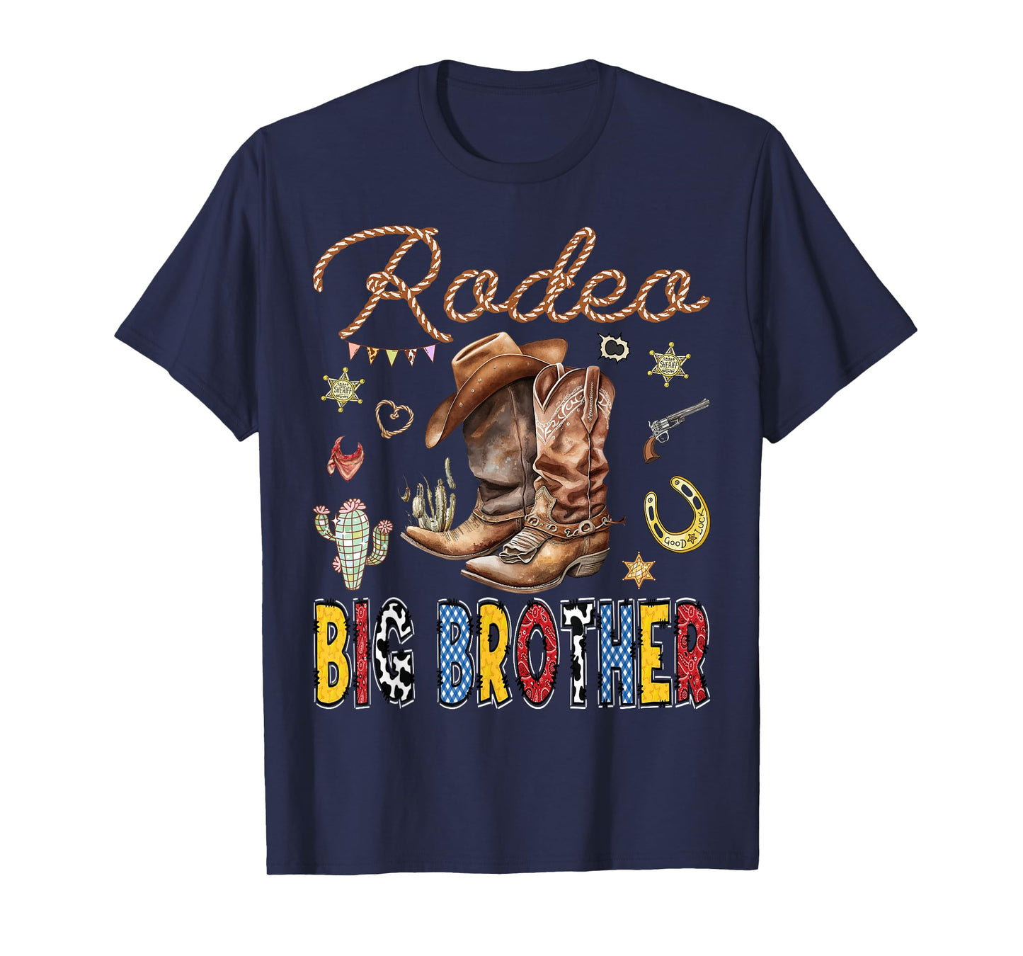 Rodeo Big Brother Western Cowboy Birthday Matching Family T-Shirt