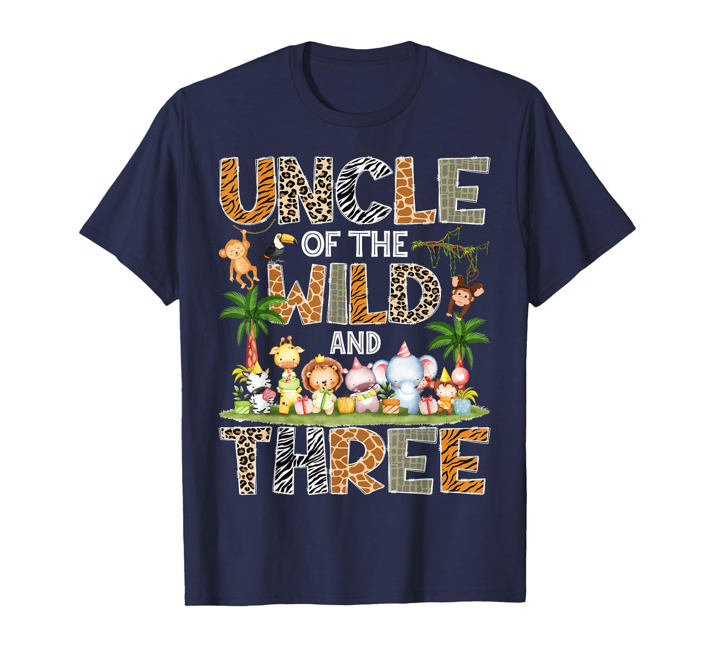 Uncle Of The Wild & Three 3Rd Birthday Safari Jungle T-Shirt