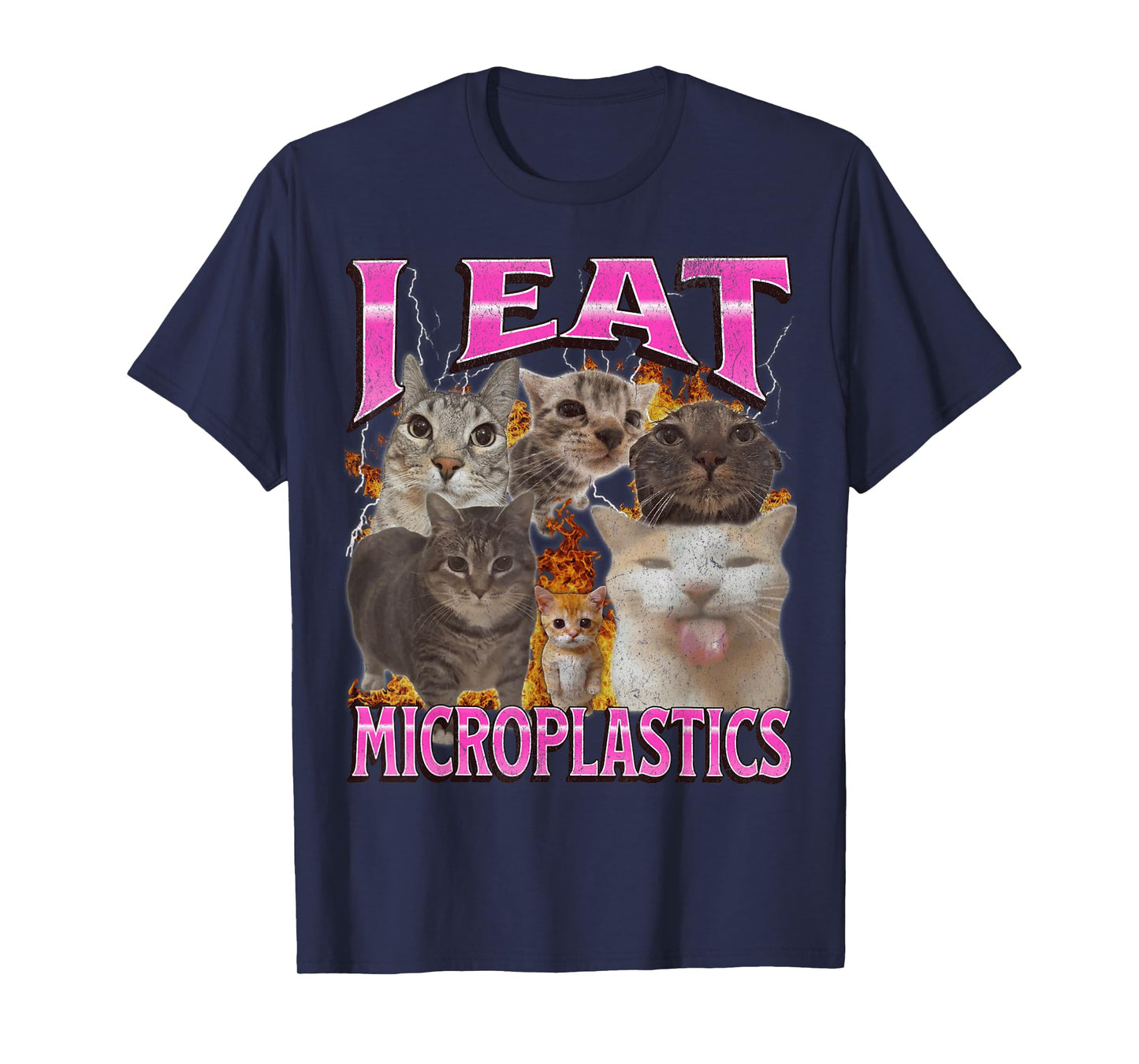 I Eat Microplastics Funny Cat Meme Bootleg Graphic Men Women T-Shirt