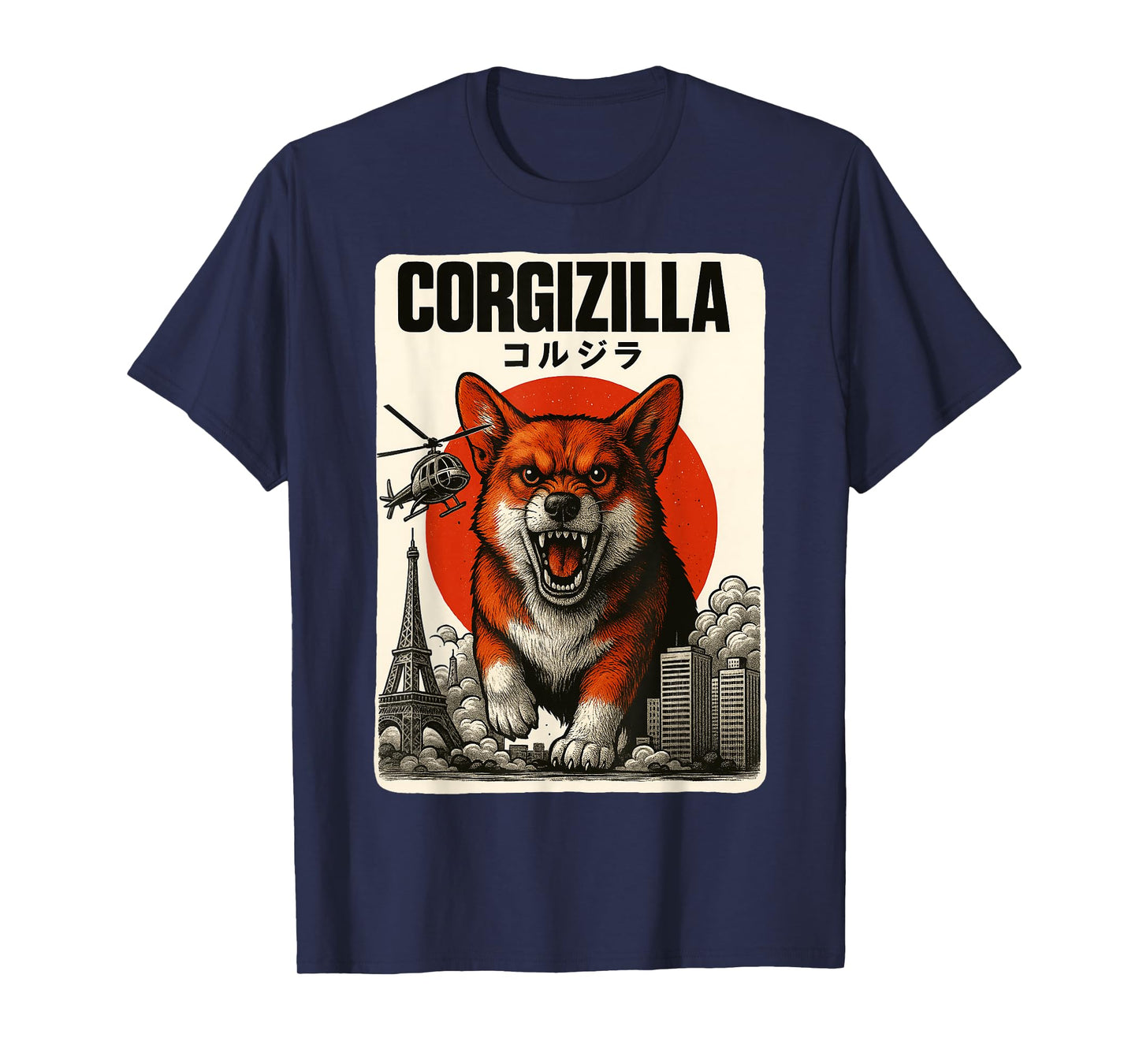CorgiZilla Japanese Art Cute Corgi Dog Gifts For Mom Dad Kid T-Shirt