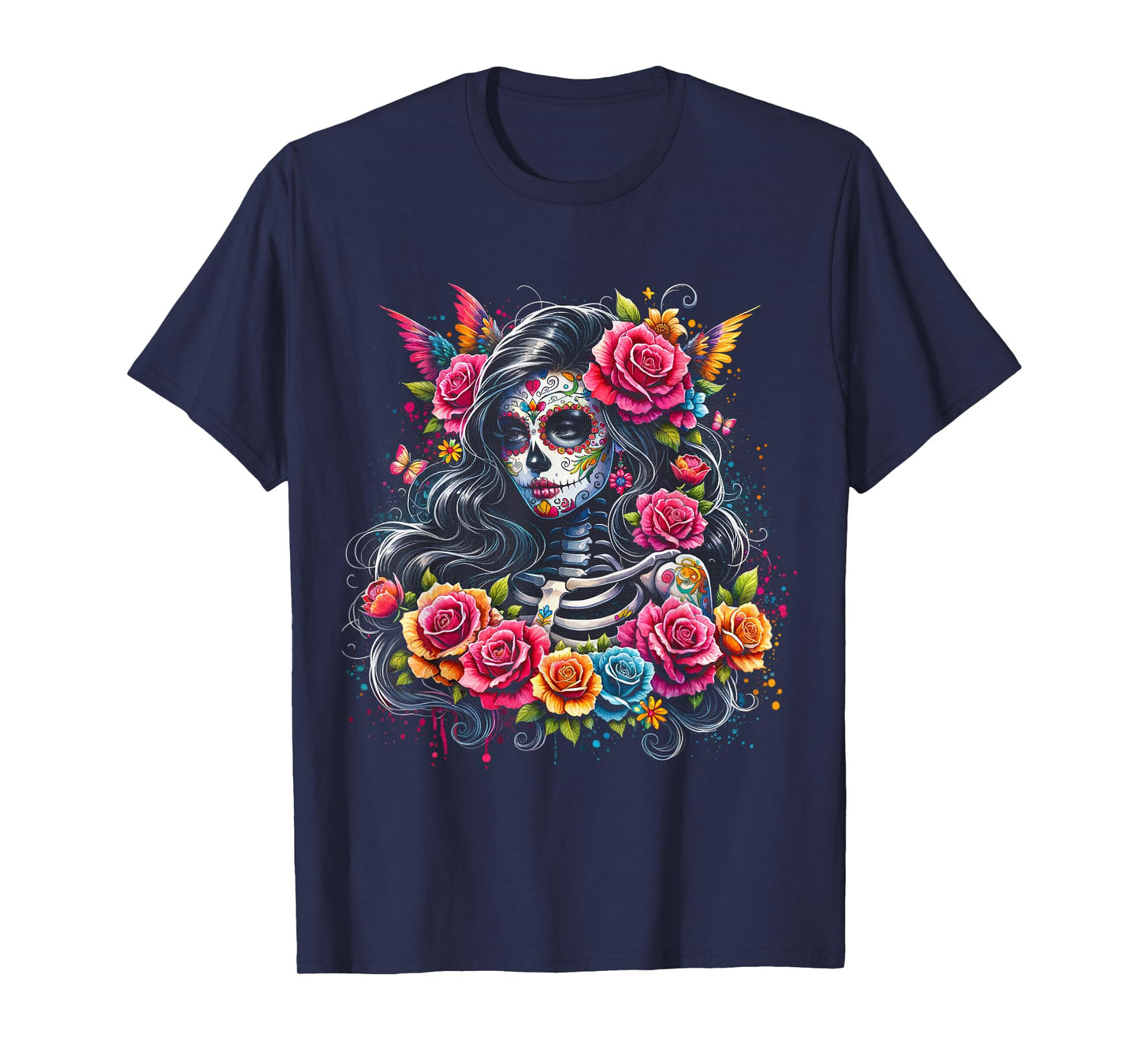 De Los Muertos La Catrina Day of the Dead Sugar Skull Women T-Shirt