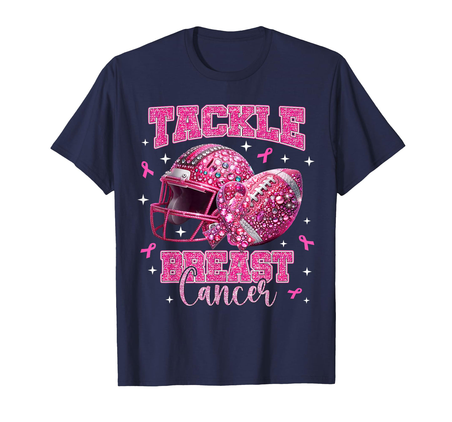 Tackle Breast Cancer Awareness Pink American Football Funny T-Shirt