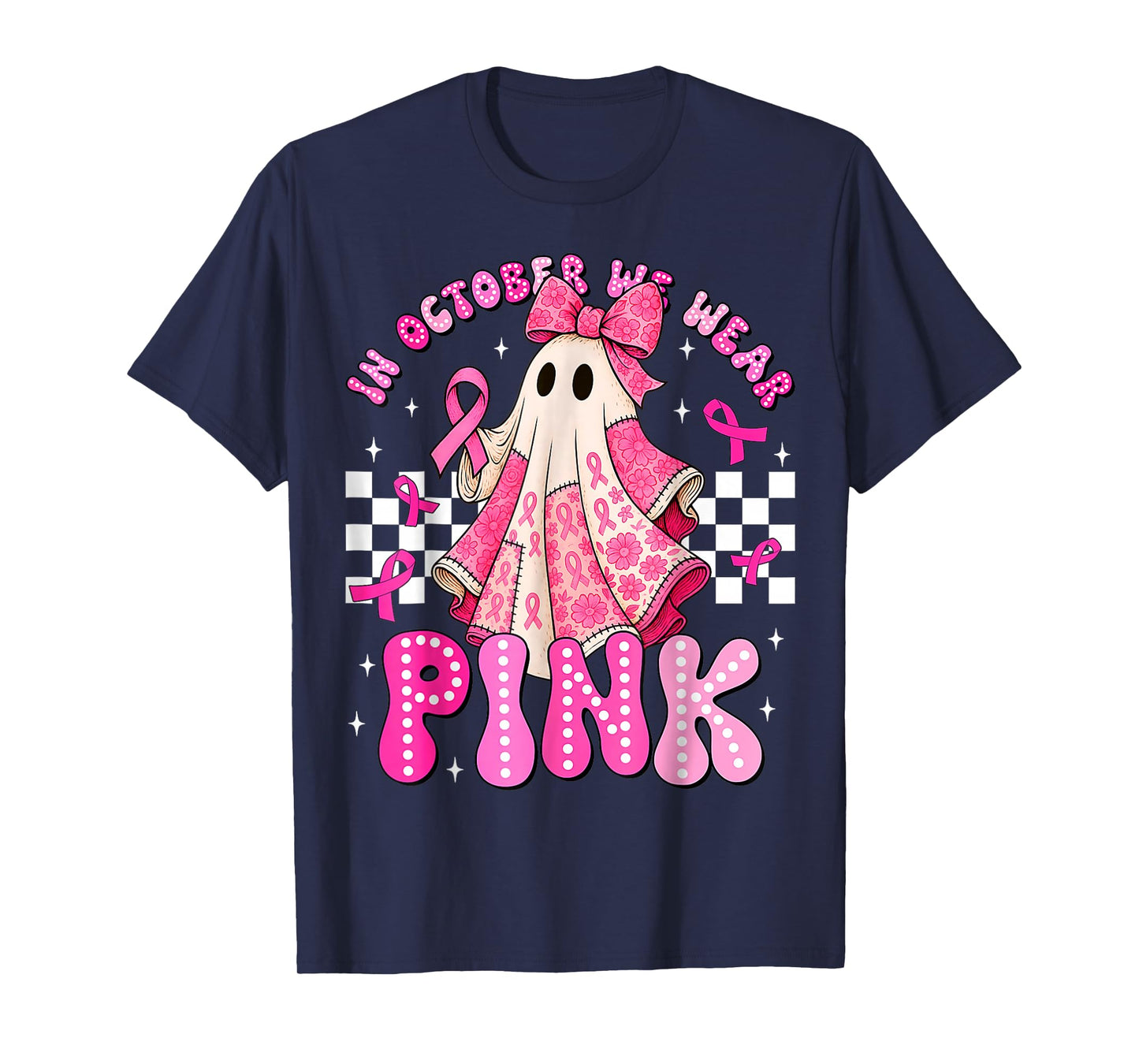 Breast Cancer Women Halloween in October We Wear Pink T-Shirt