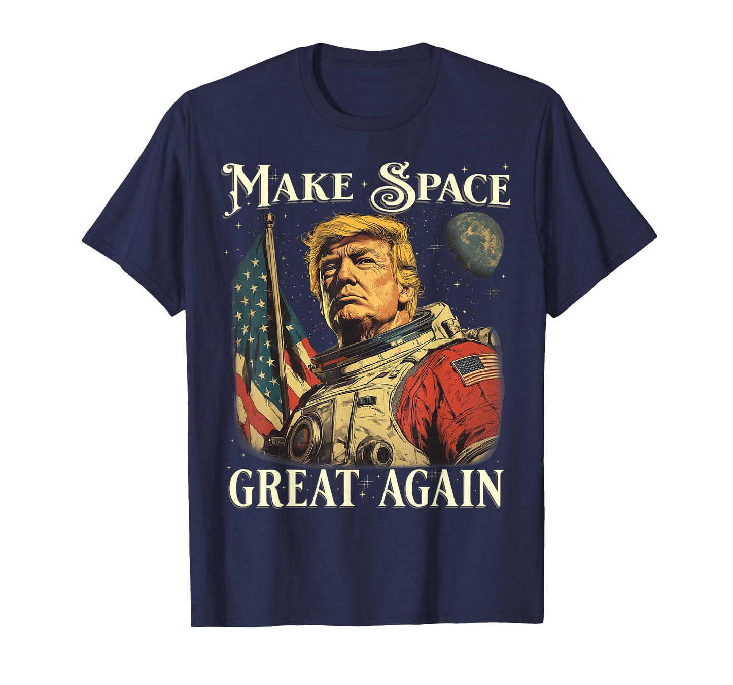 Funny Space Astronaut American Patriotic 4th of July Graphic T-Shirt