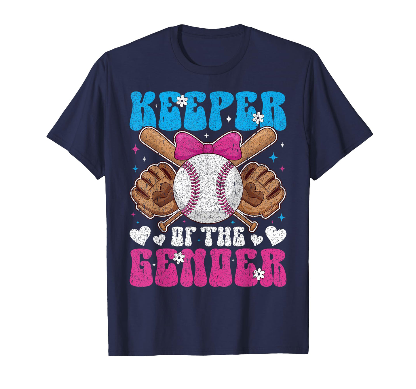 Keeper Of The Gender Baseball or Bows Gender Reveal Party T-Shirt