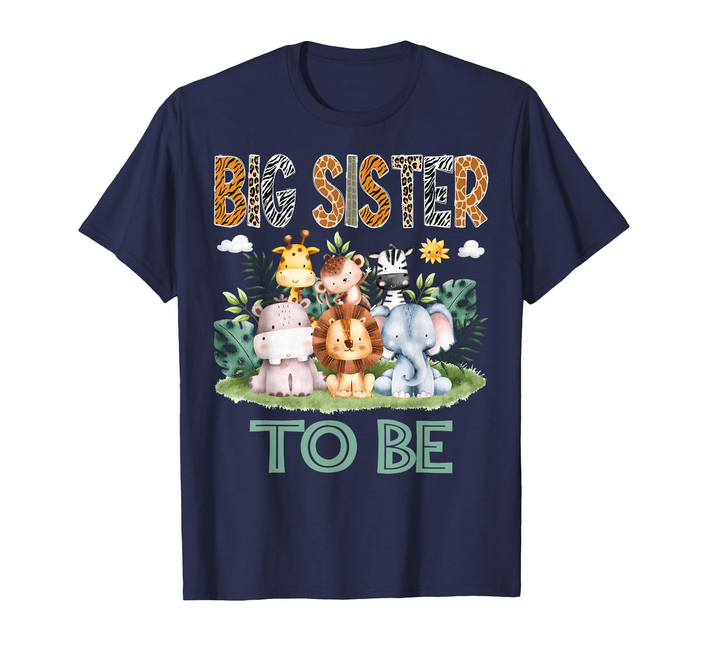 Soon To Be Big Sister Safari Jungle Animal Gender Reveal T-Shirt