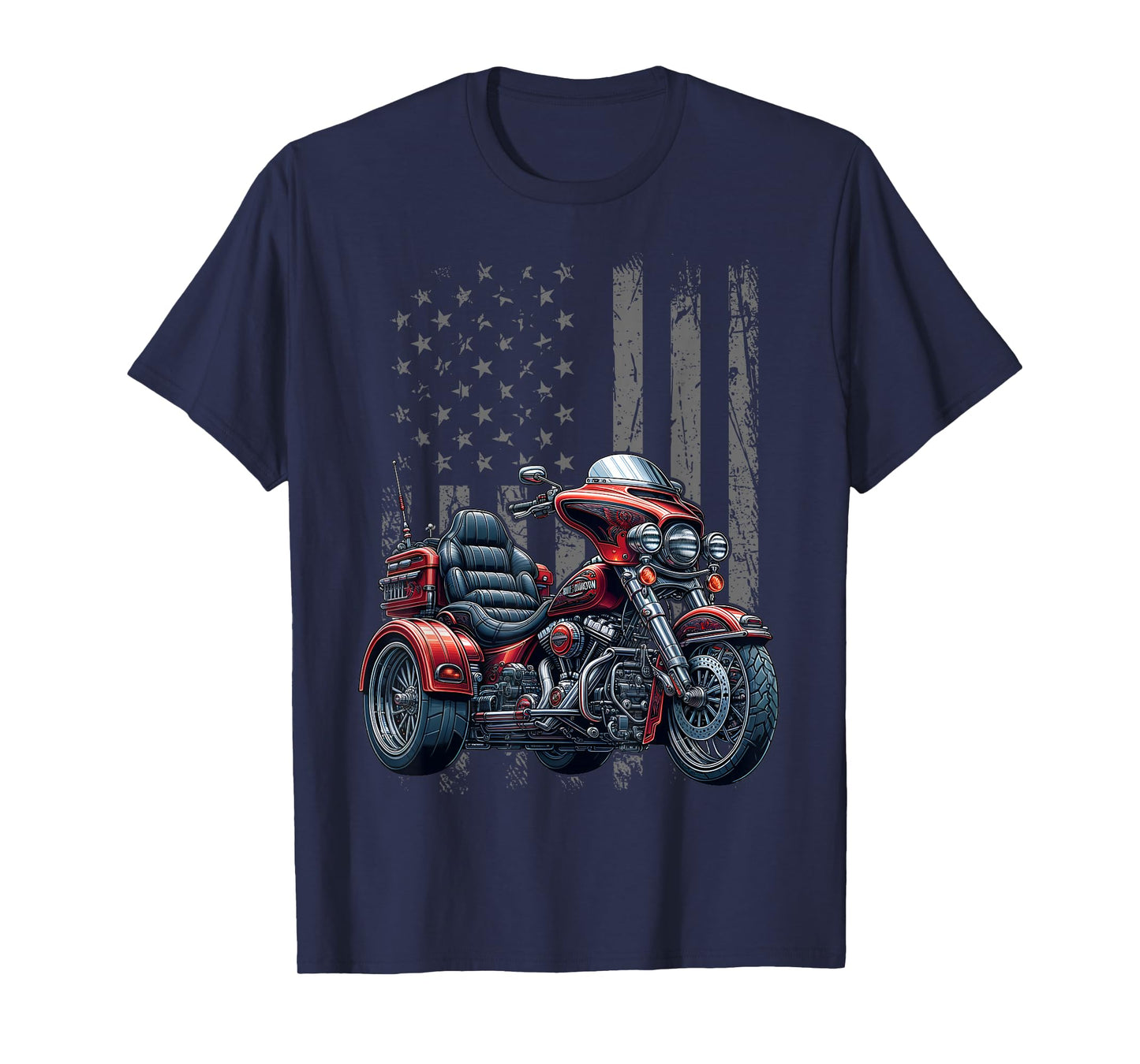 3 Wheels Motorcycle Trike Patriotic American Flag Trike T-Shirt