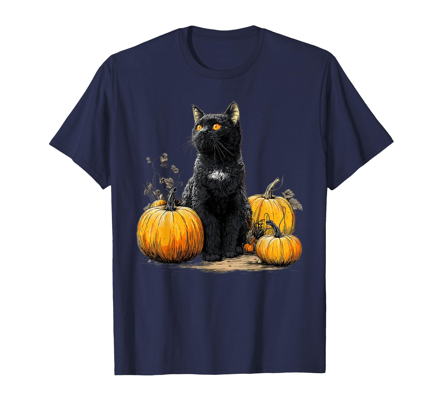 Retro Black Cat Halloween Pumpkin Costume for Women Men Kids T-Shirt