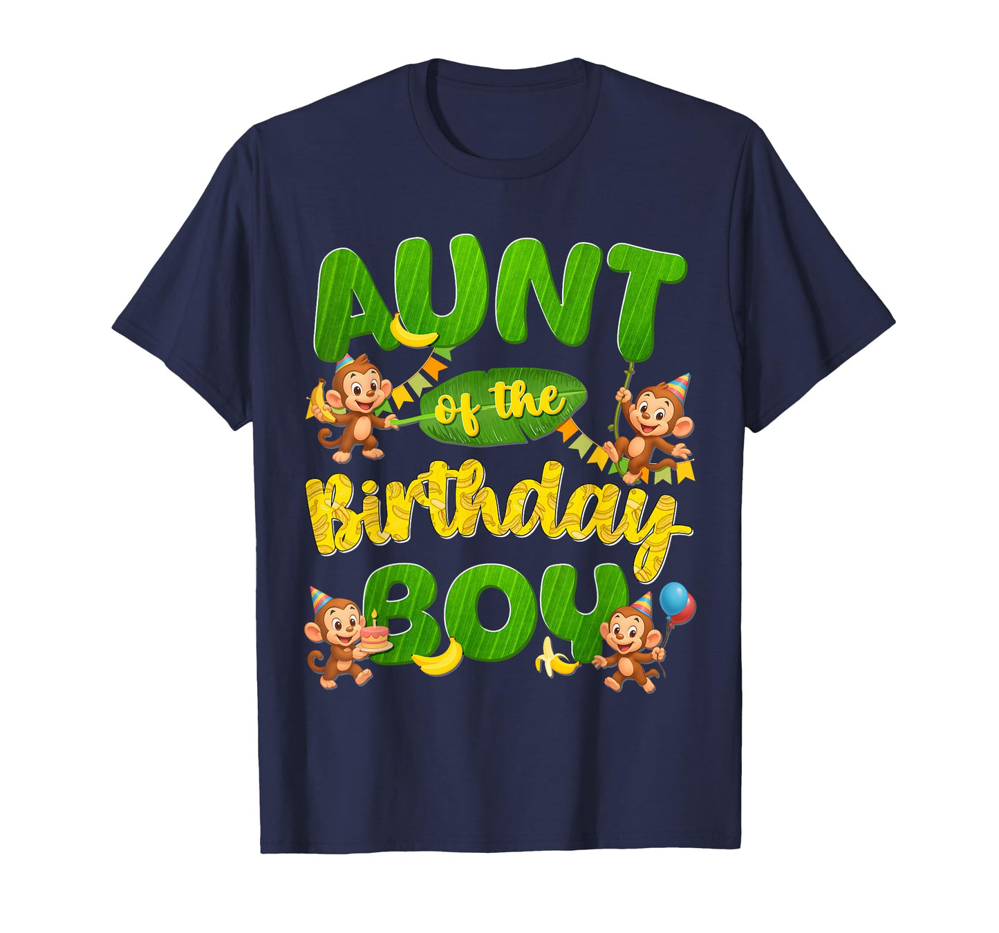 Aunt Of The Birthday Boy Monkey Family Matching Party T-Shirt