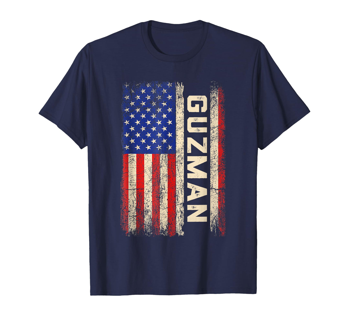 Guzman Last Name Shirt Guzman Name American Flag T-Shirt