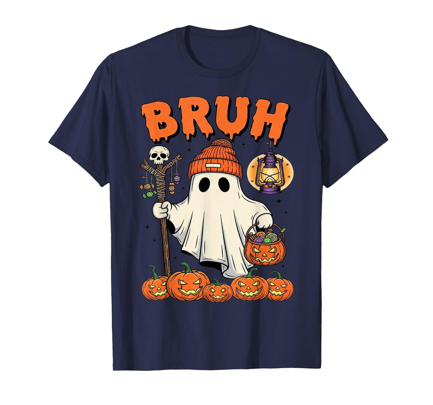 Bruh Ghost Halloween Cute Ghost Trick Or Treat Candy Kids T-Shirt