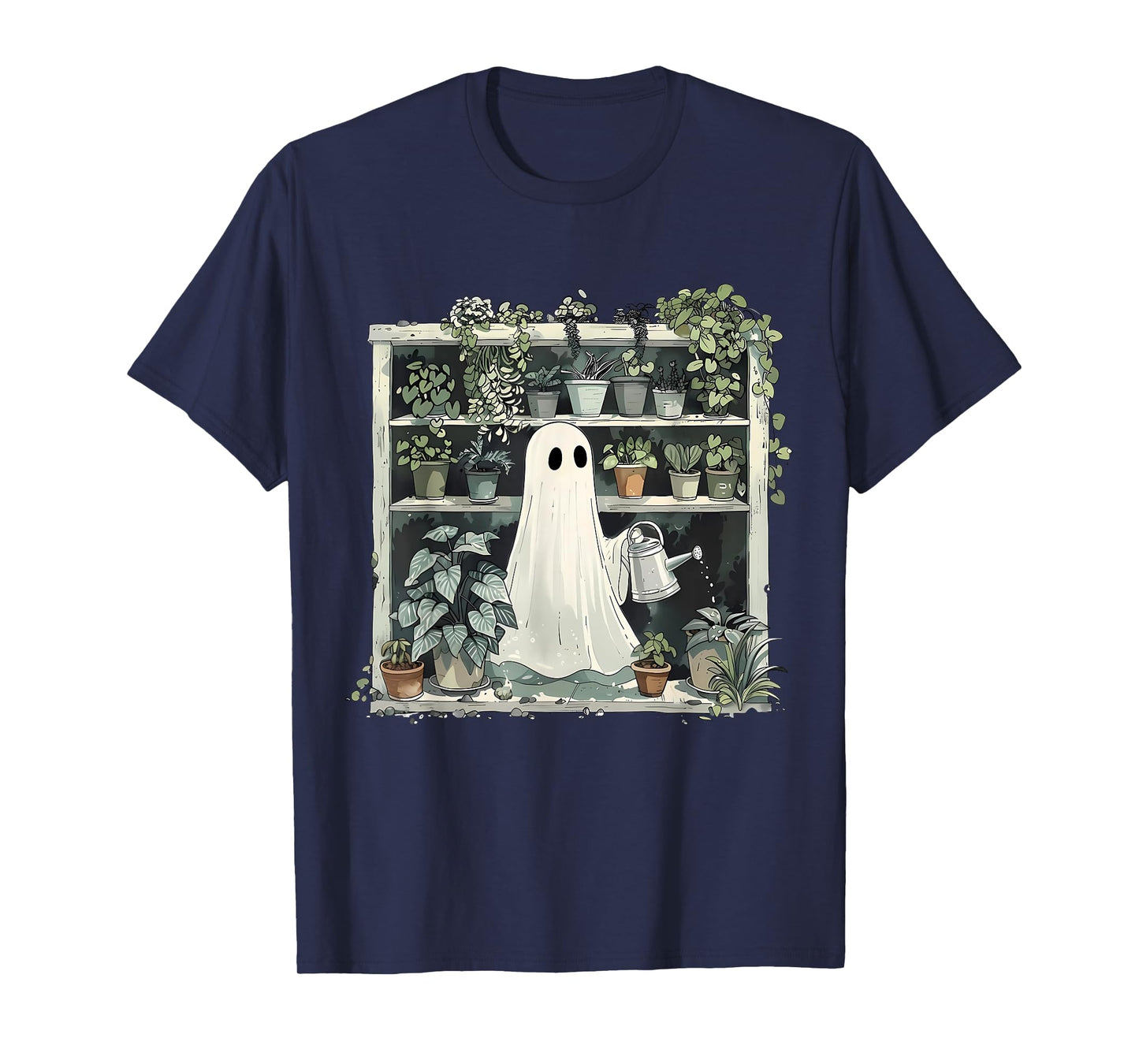 Cute Funny Ghost Boo Gardening Gardener Plants Halloween T-Shirt
