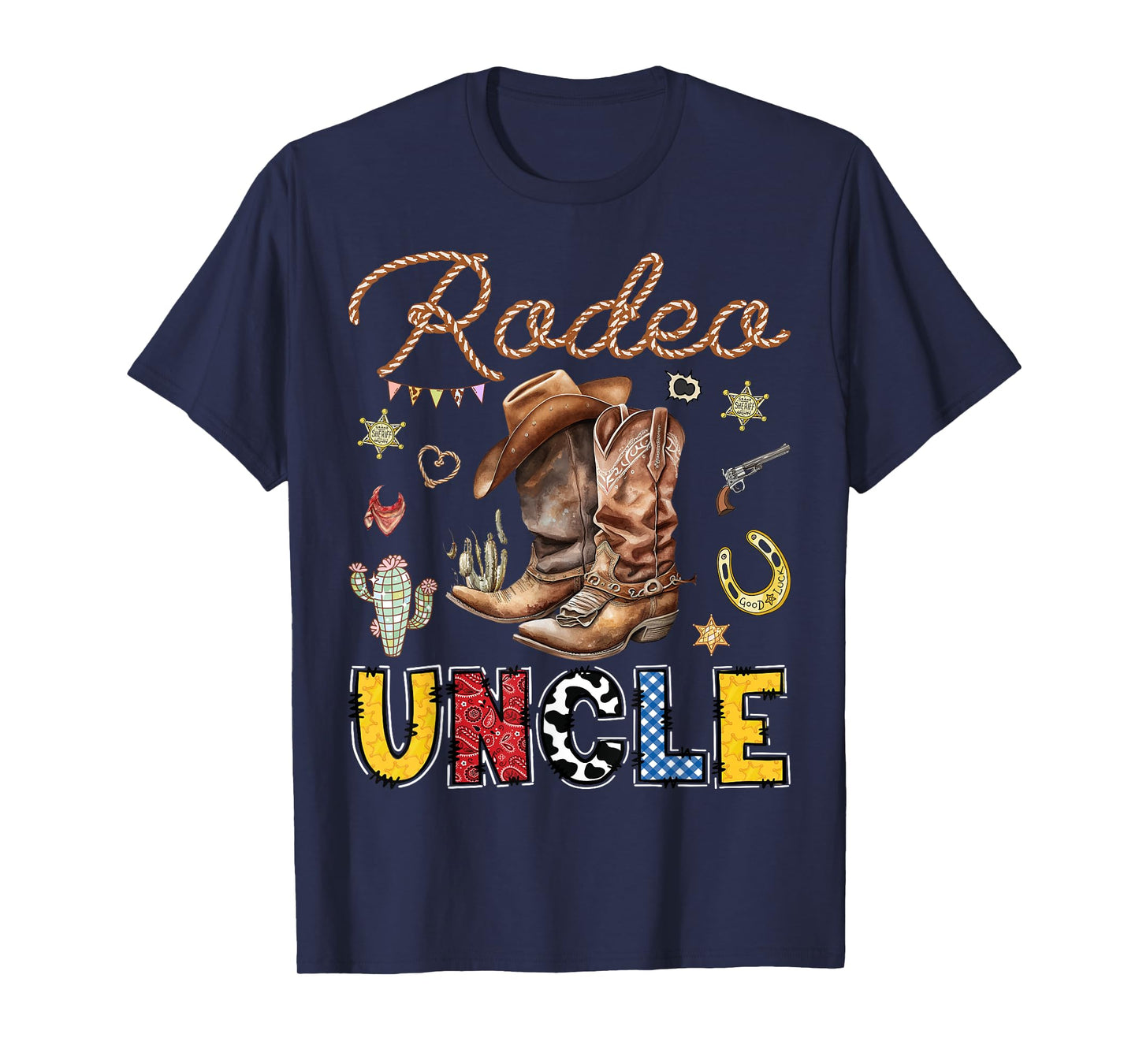 Rodeo Uncle Western Cowboy Birthday Matching Family T-Shirt