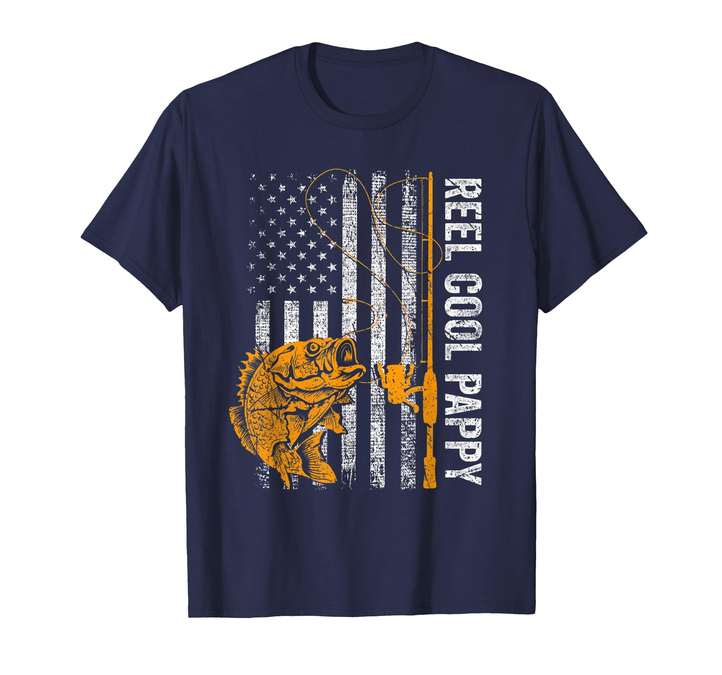 Reel Cool Pappy American Flag Fishing Fathers Day Men T-Shirt