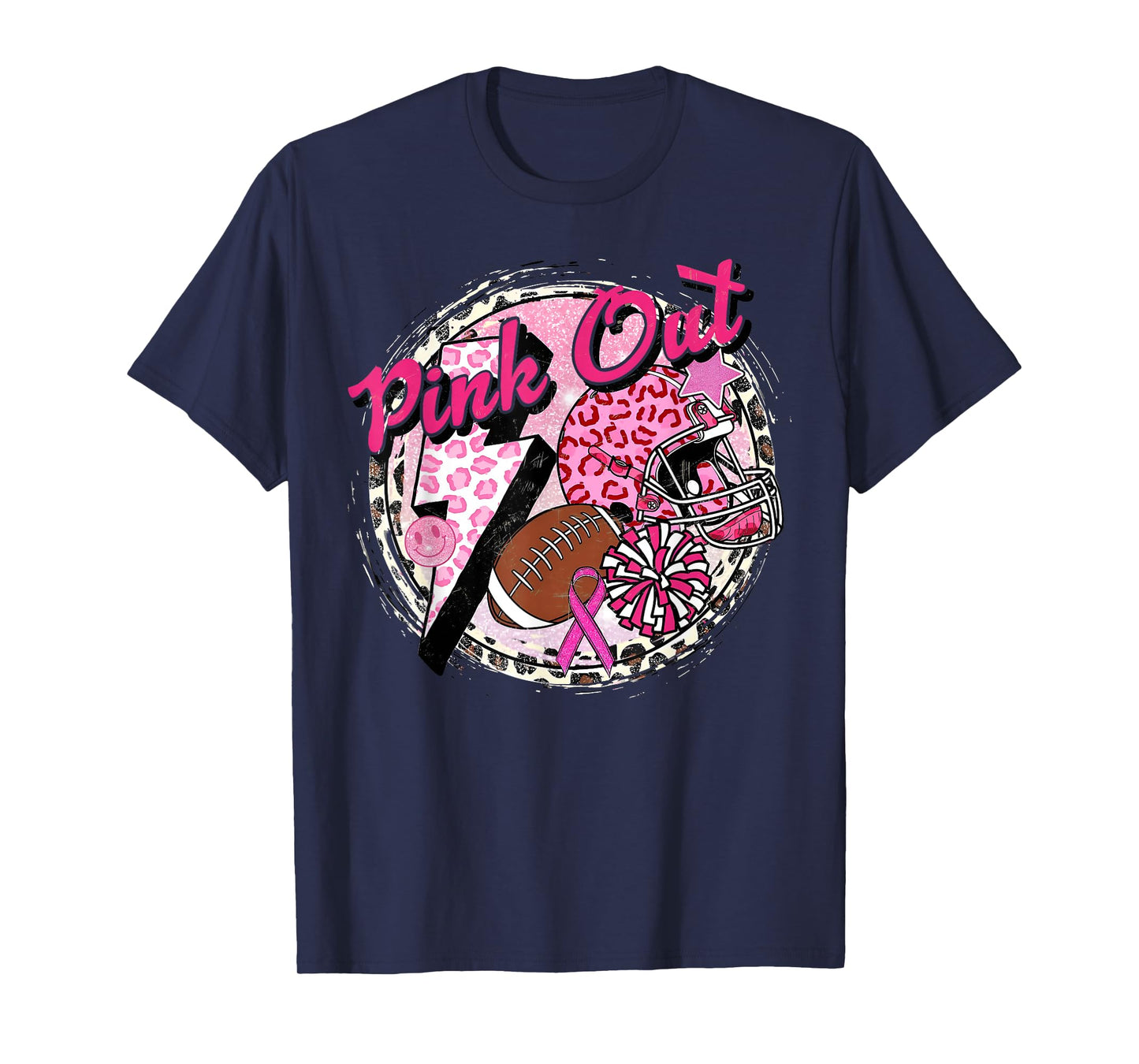 Pink Out American Football Warrior Breast Cancer Awareness T-Shirt