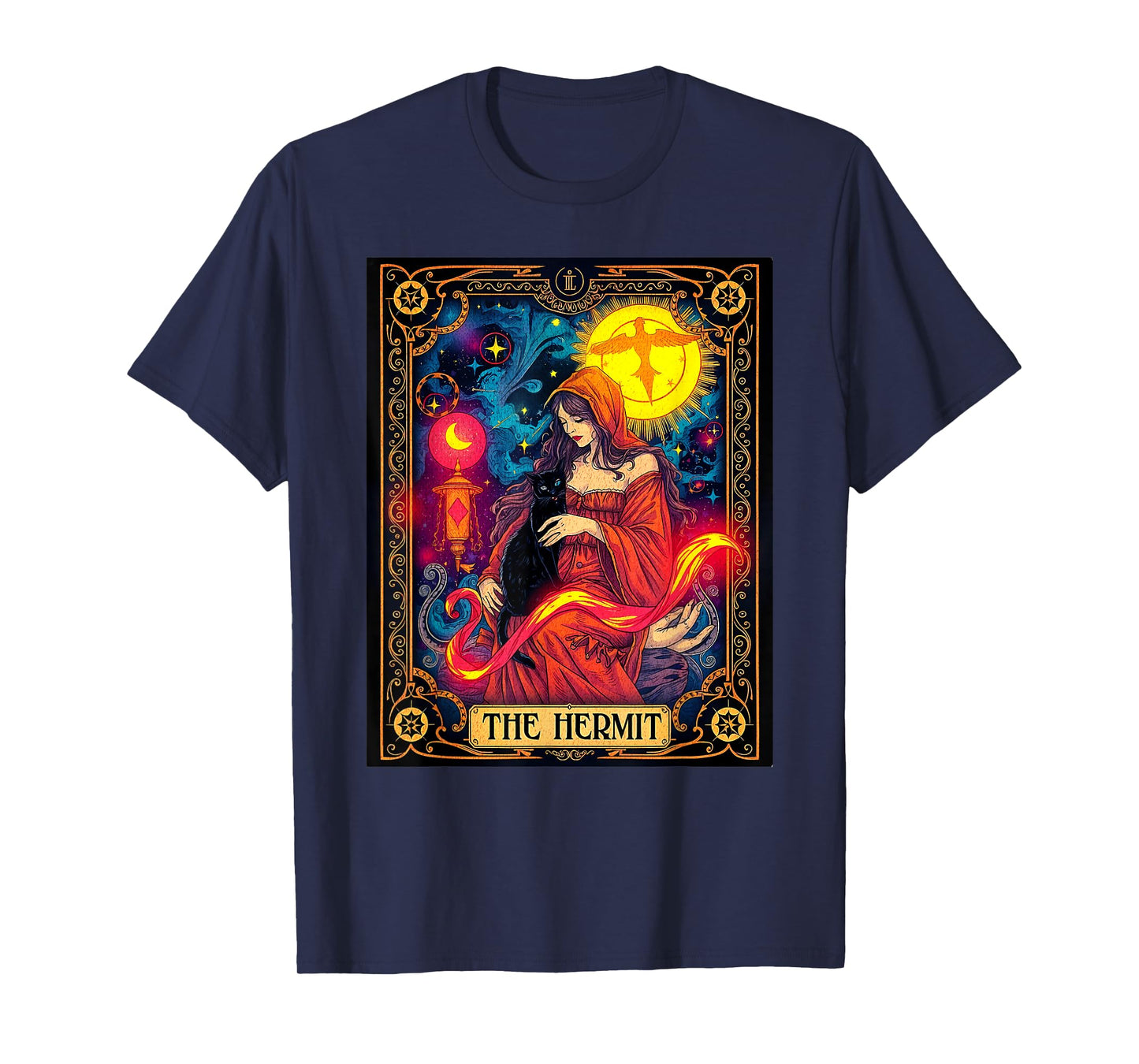 "The Hermit" Tarot Card Witchcore Cat Design T-Shirt
