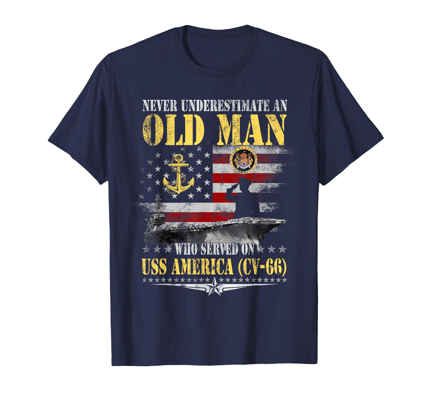 USS America CV-66 Veteran Patriotic Dad Papa Grandpa Old Man T-Shirt
