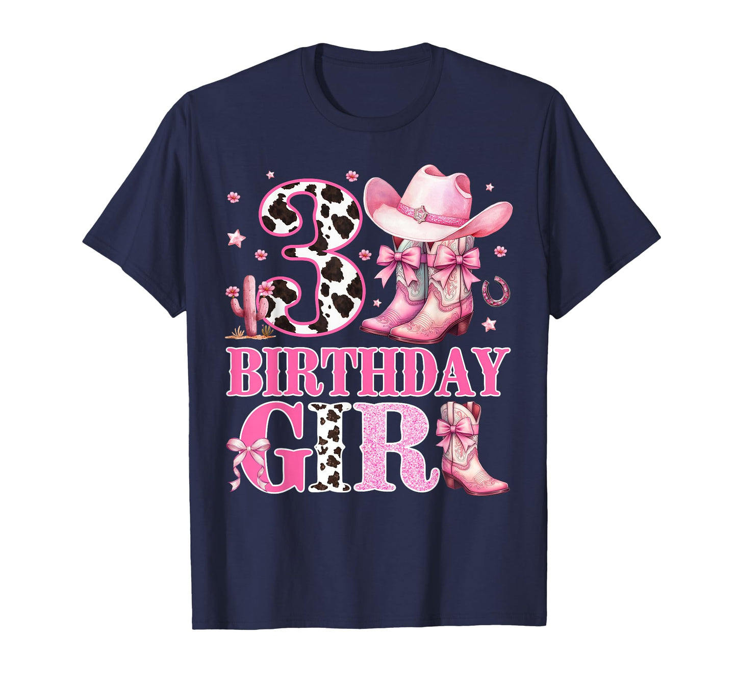 Kids 3rd Birthday Girl Rodeo Western Cowgirl Birthday Party T-Shirt