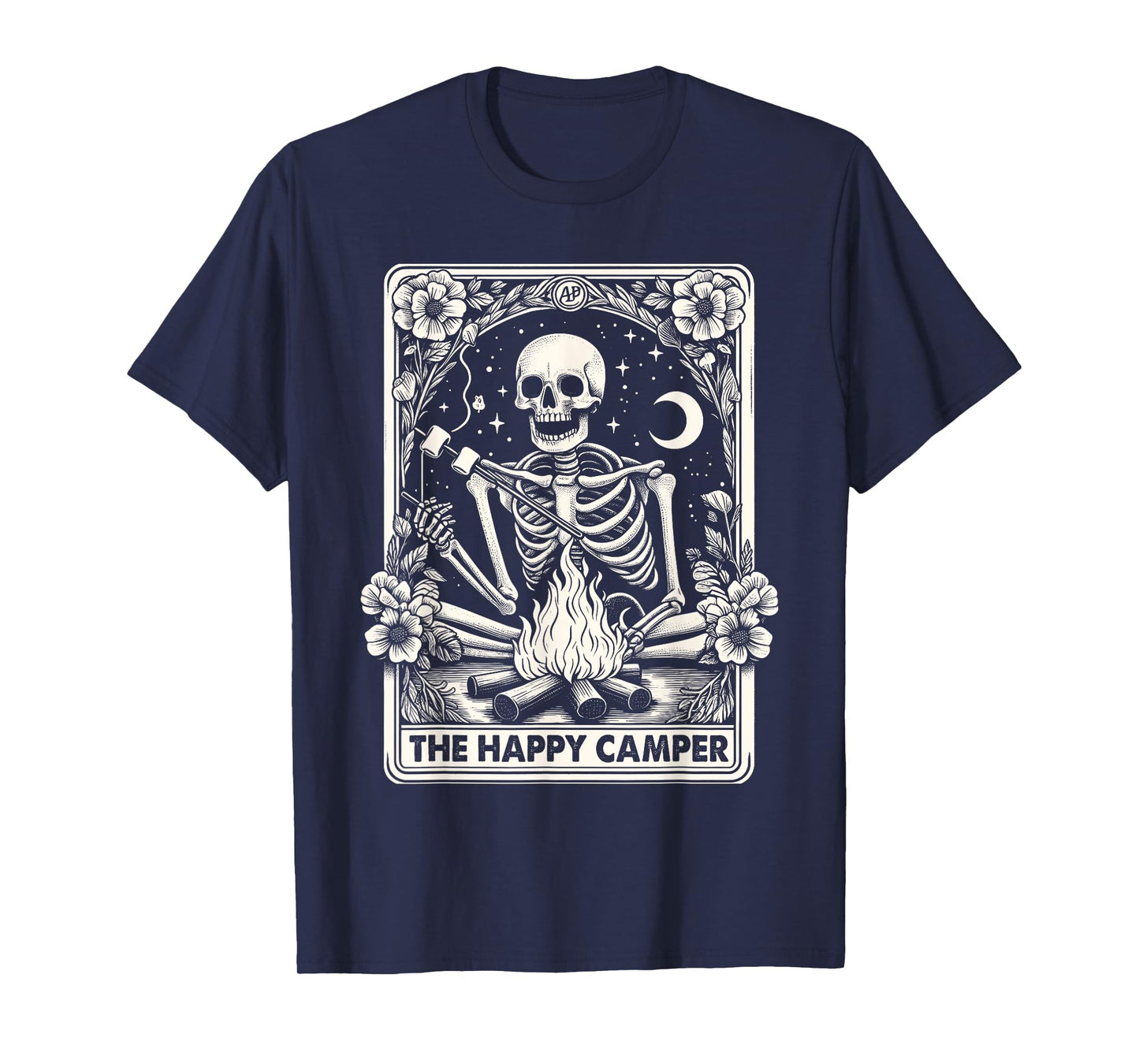 Happy Camper Card Skeleton Camper Camping Halloween T-Shirt