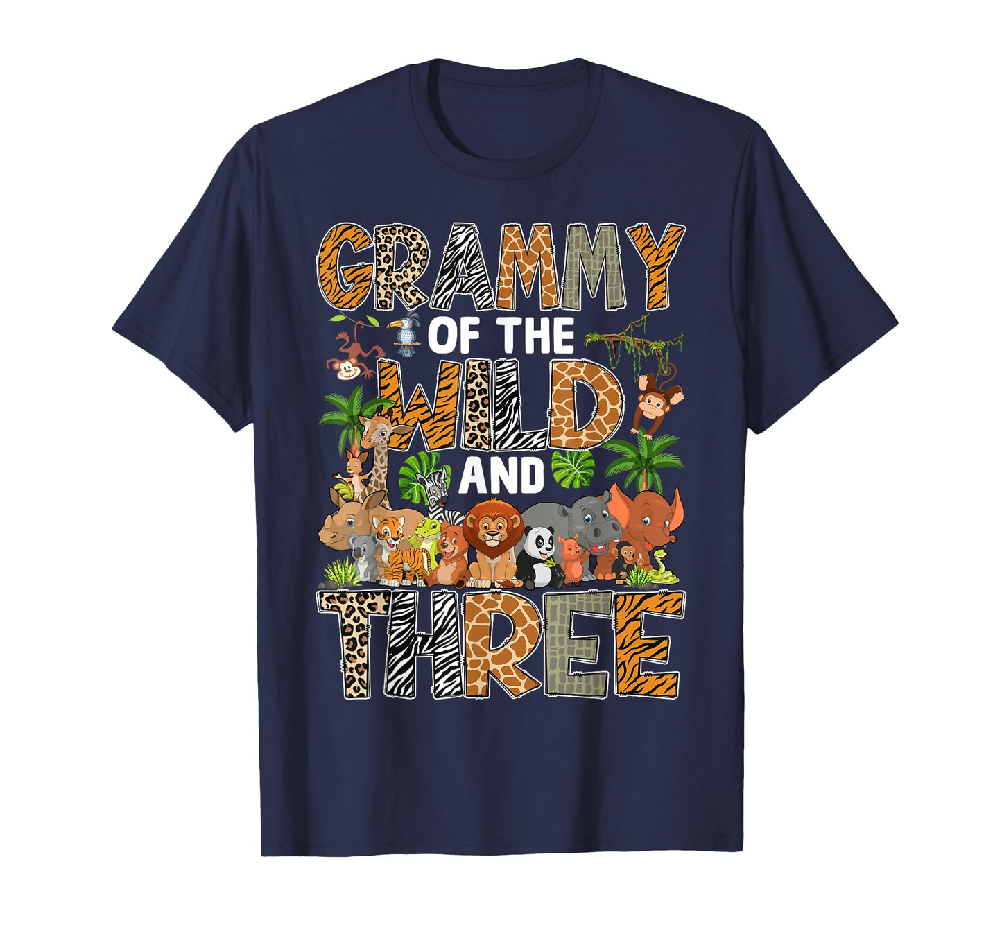 Grammy Of The Wild Three Zoo Birthday Safari Jungle T-Shirt