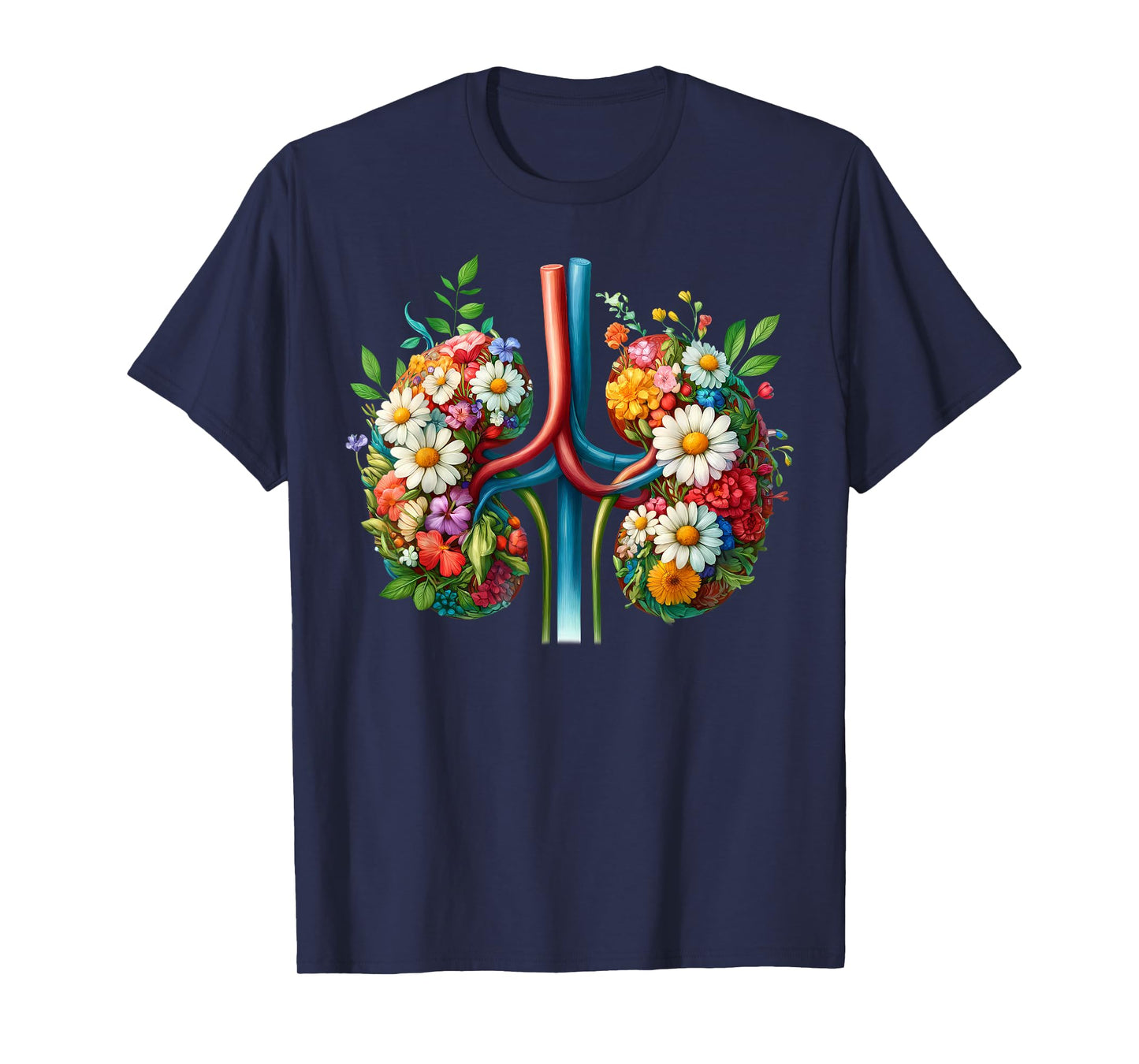 Floral Kidneys Anatomy Medical Art Flower Kidney Surgery T-Shirt