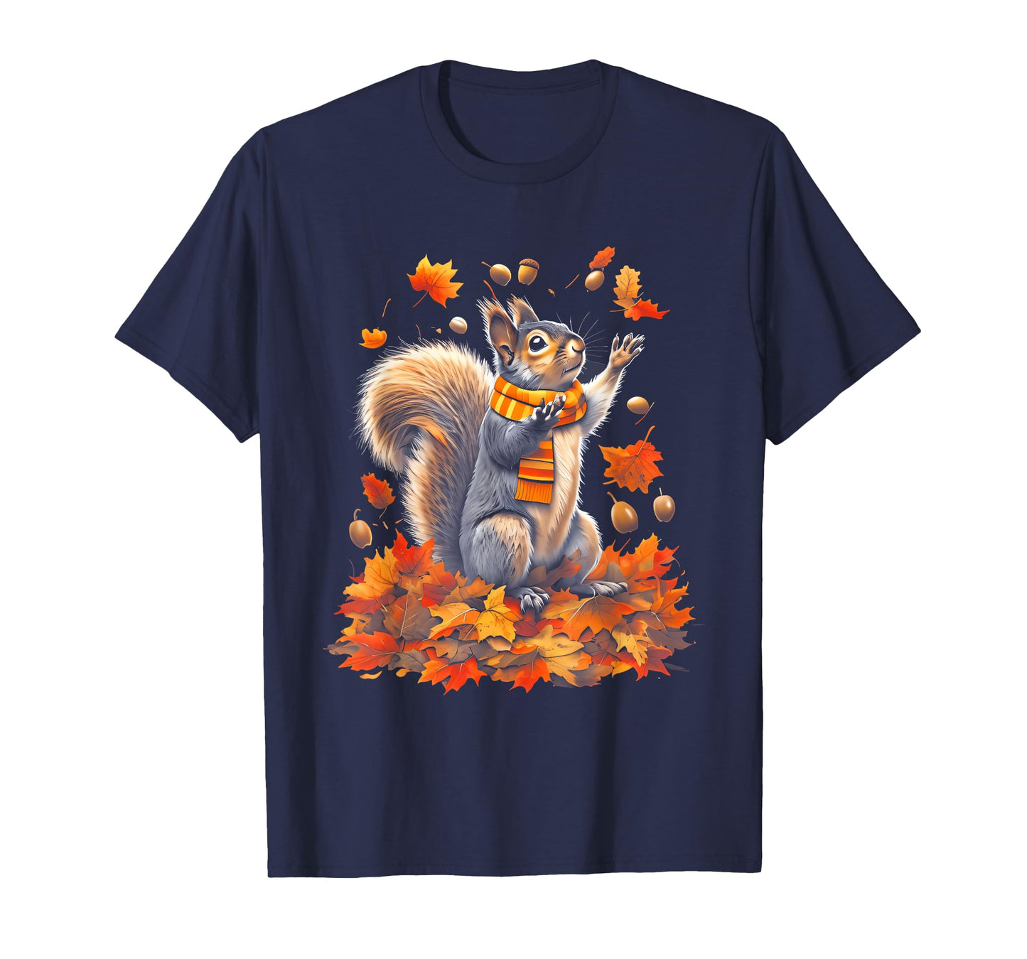 Cute Squirrel With Fall Leaves Autumn Animal Thanksgiving T-Shirt