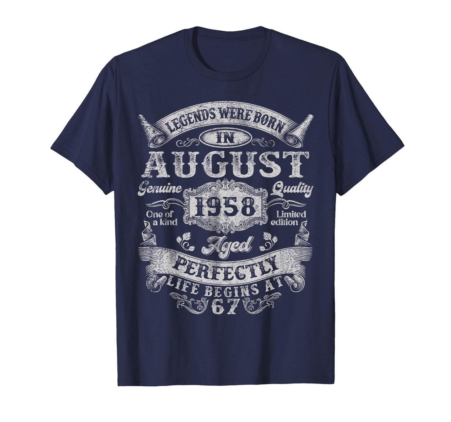 Legends Were Born In August 1958 Vintage 67th Birthday Men T-Shirt