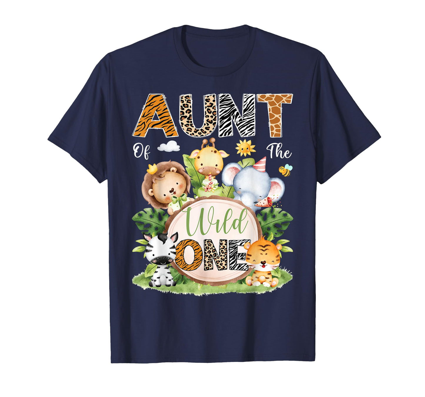 Aunt Of The Wild One 1St Birthday Kids Safari Jungle T-Shirt