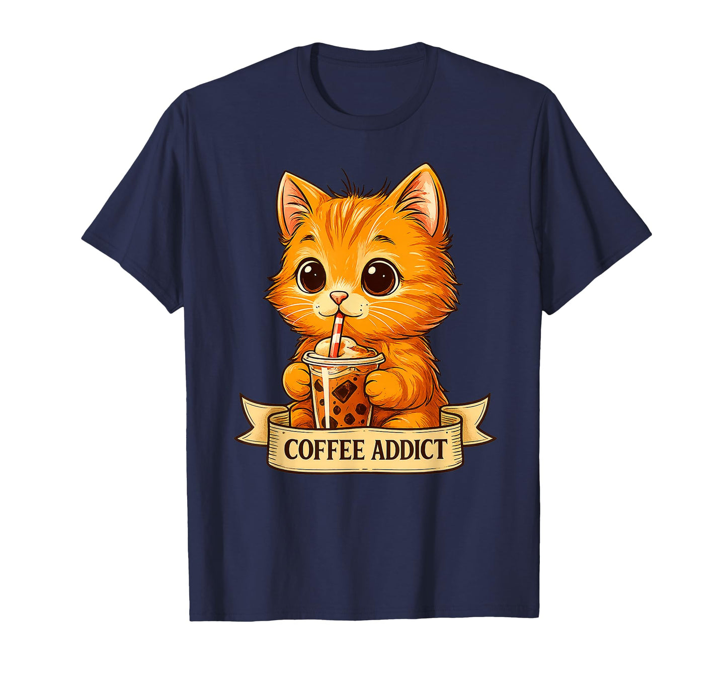 Cute Cat Drink Coffee Funny Kitten Gifts for Men Women Kid T-Shirt