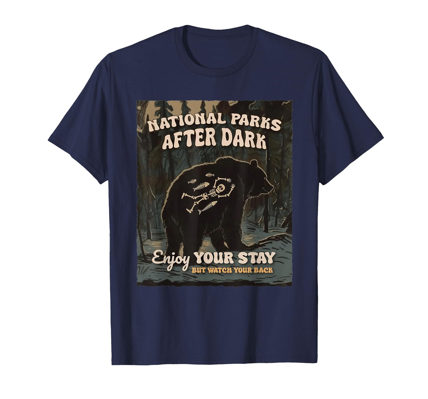 National Park After Dark t-shirt - Unisex Adults - Black - Small - Short Sleeve - T-Shirt - Casual - Camping - Humor Lovers