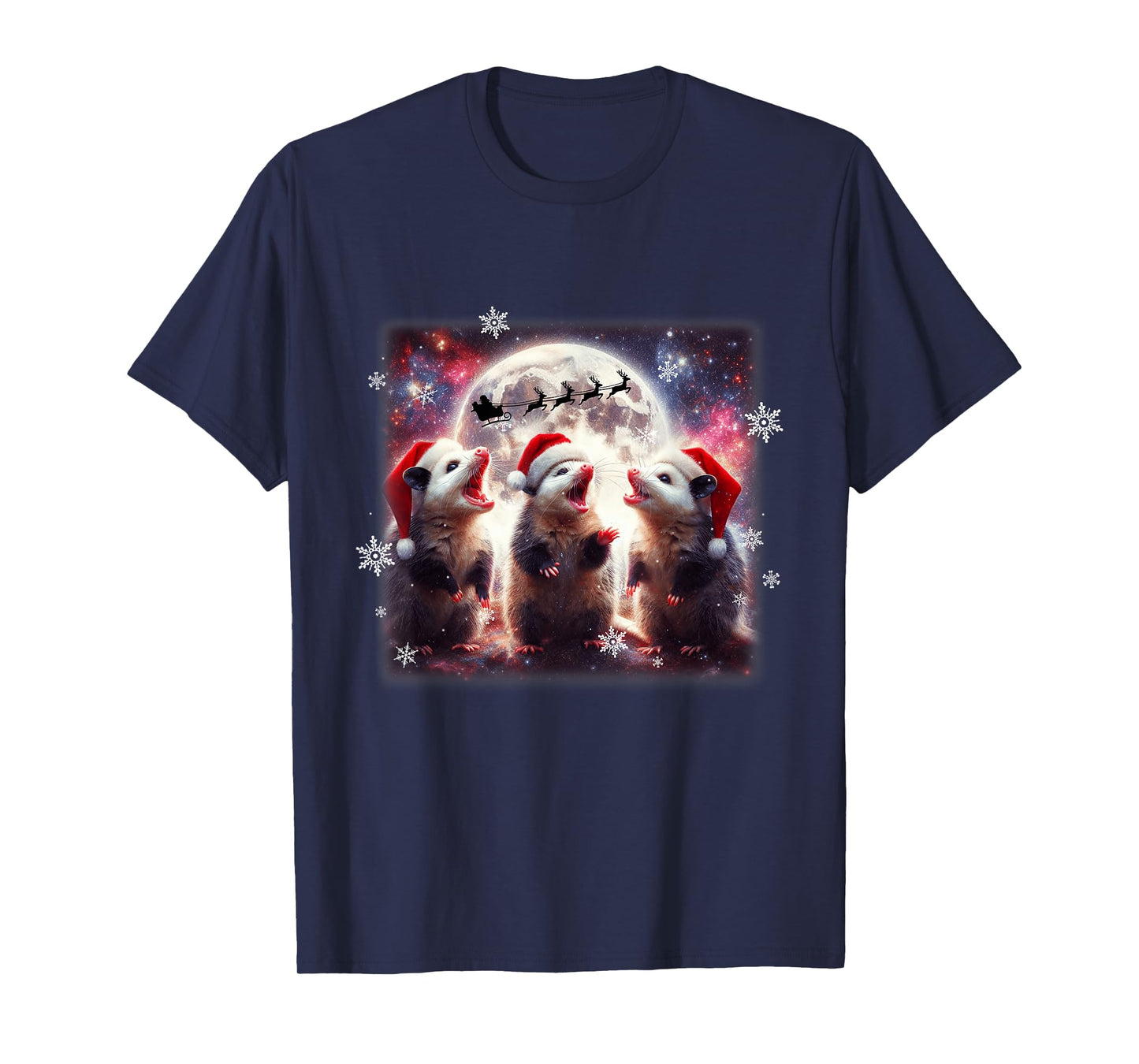 Howling Opossums Under the Moon Funny Weird Meme Christmas T-Shirt