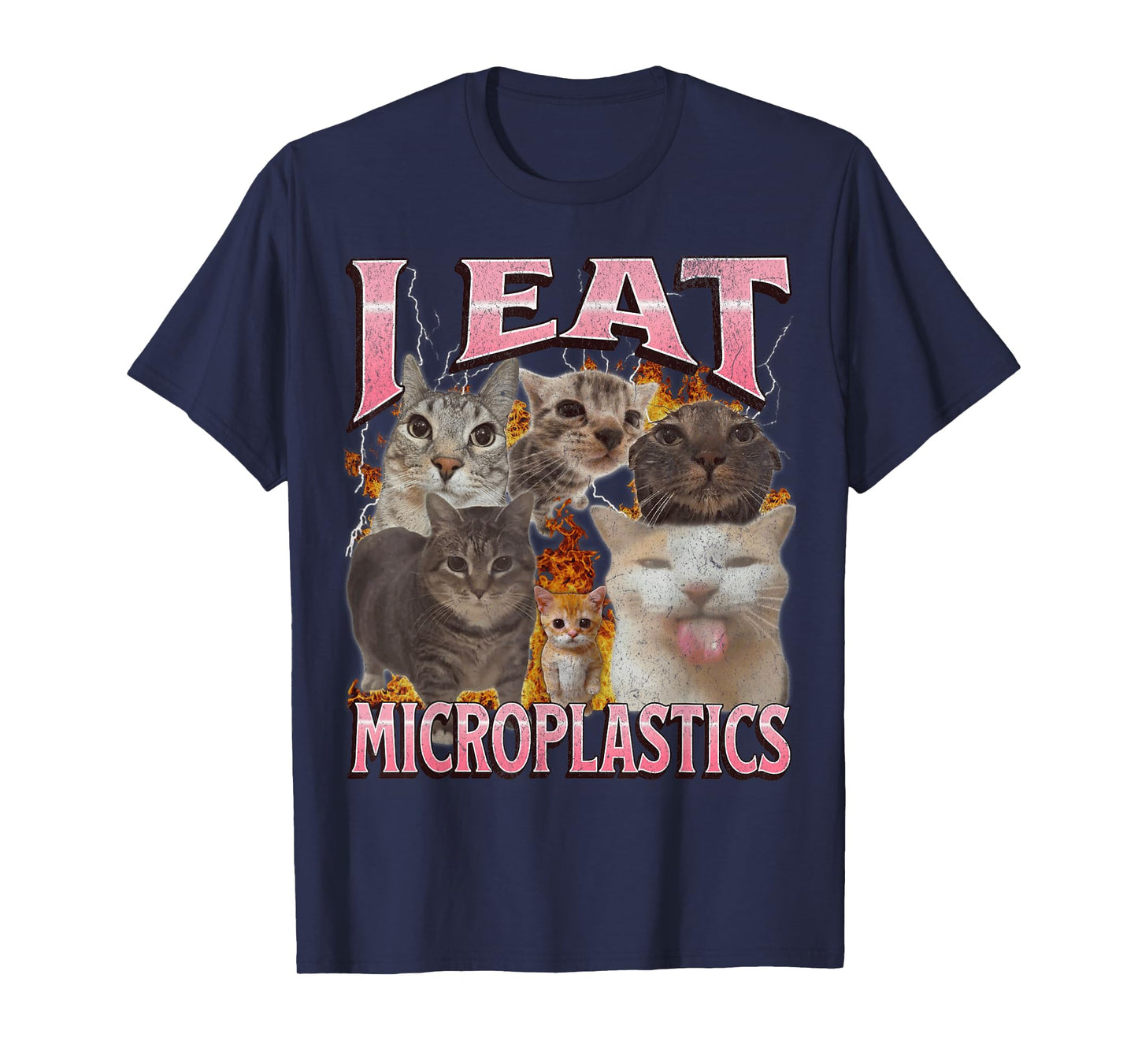 I Eat Microplastics Funny Cat Meme Bootleg Graphic T-Shirt