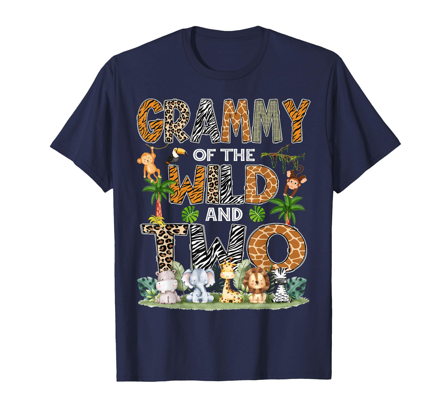 Grammy Of The Wild And Two Zoo Safari Jungle Birthday T-Shirt